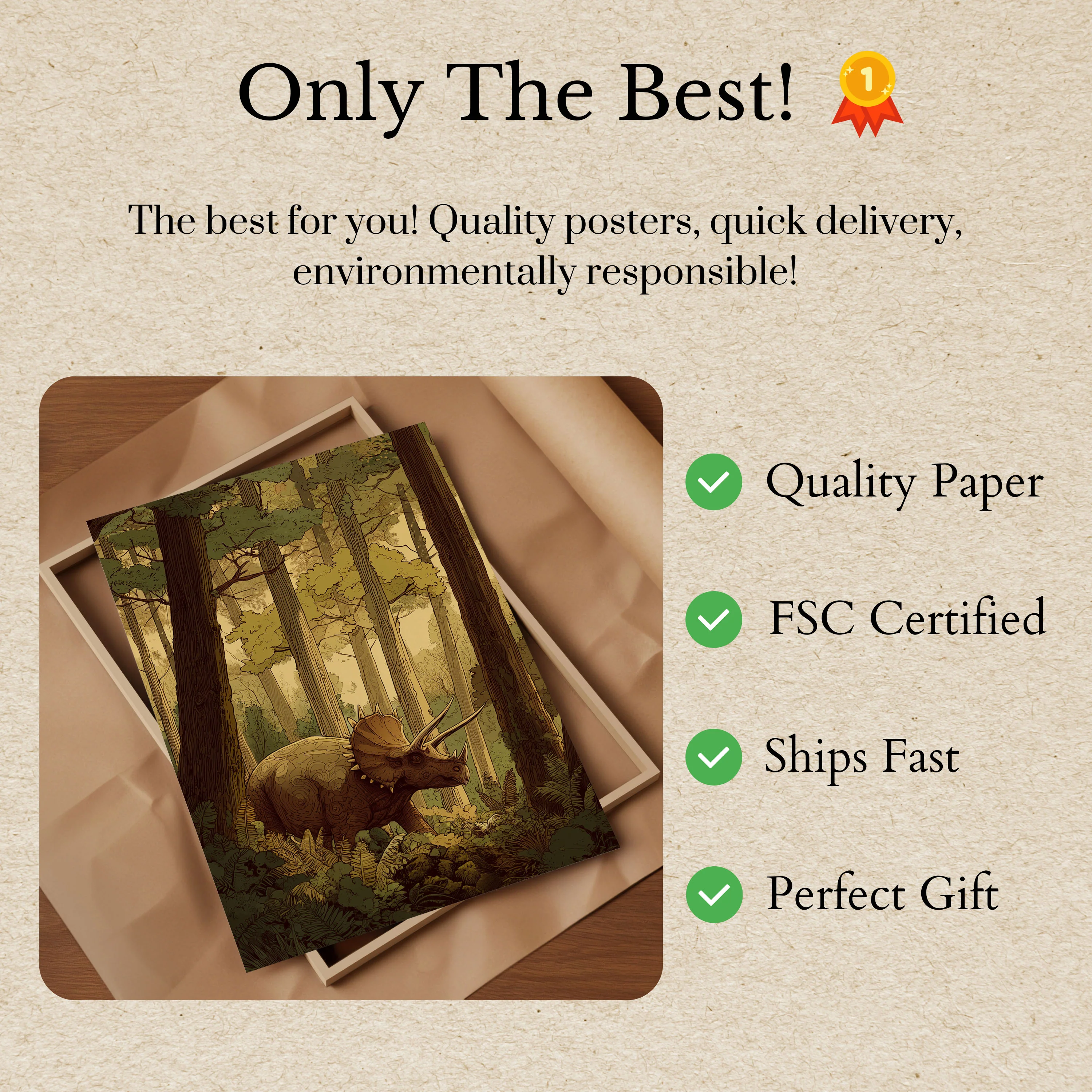 Ancient Forest Triceratops Poster - Image 3