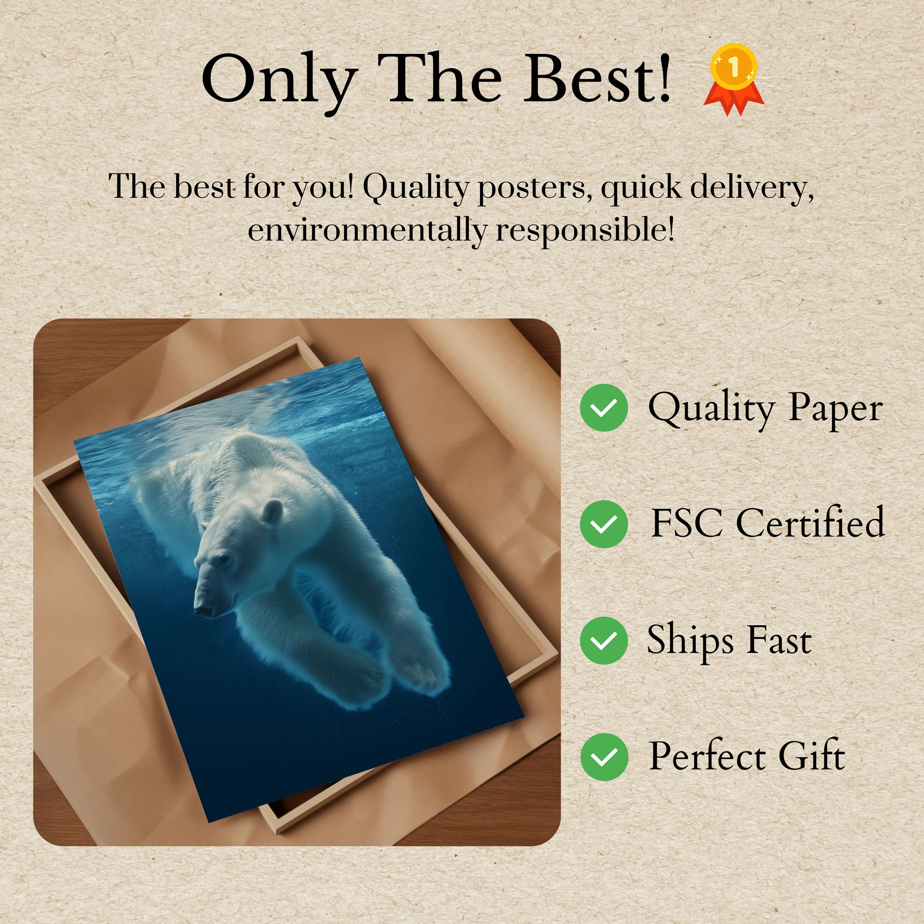 Arctic Dive Polar Bear Poster - Image 3