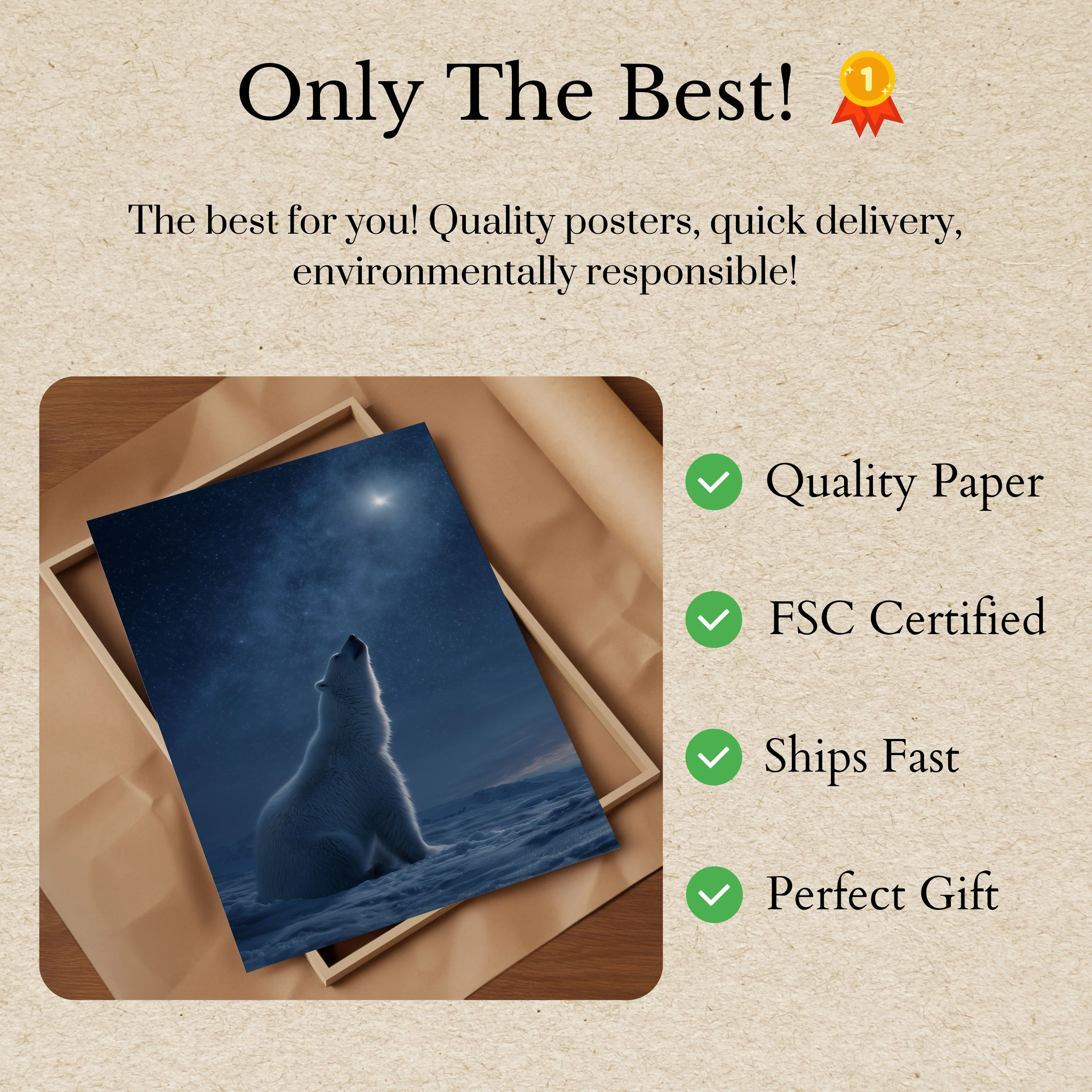 Arctic Moonlight Polar Bear Poster - Image 3