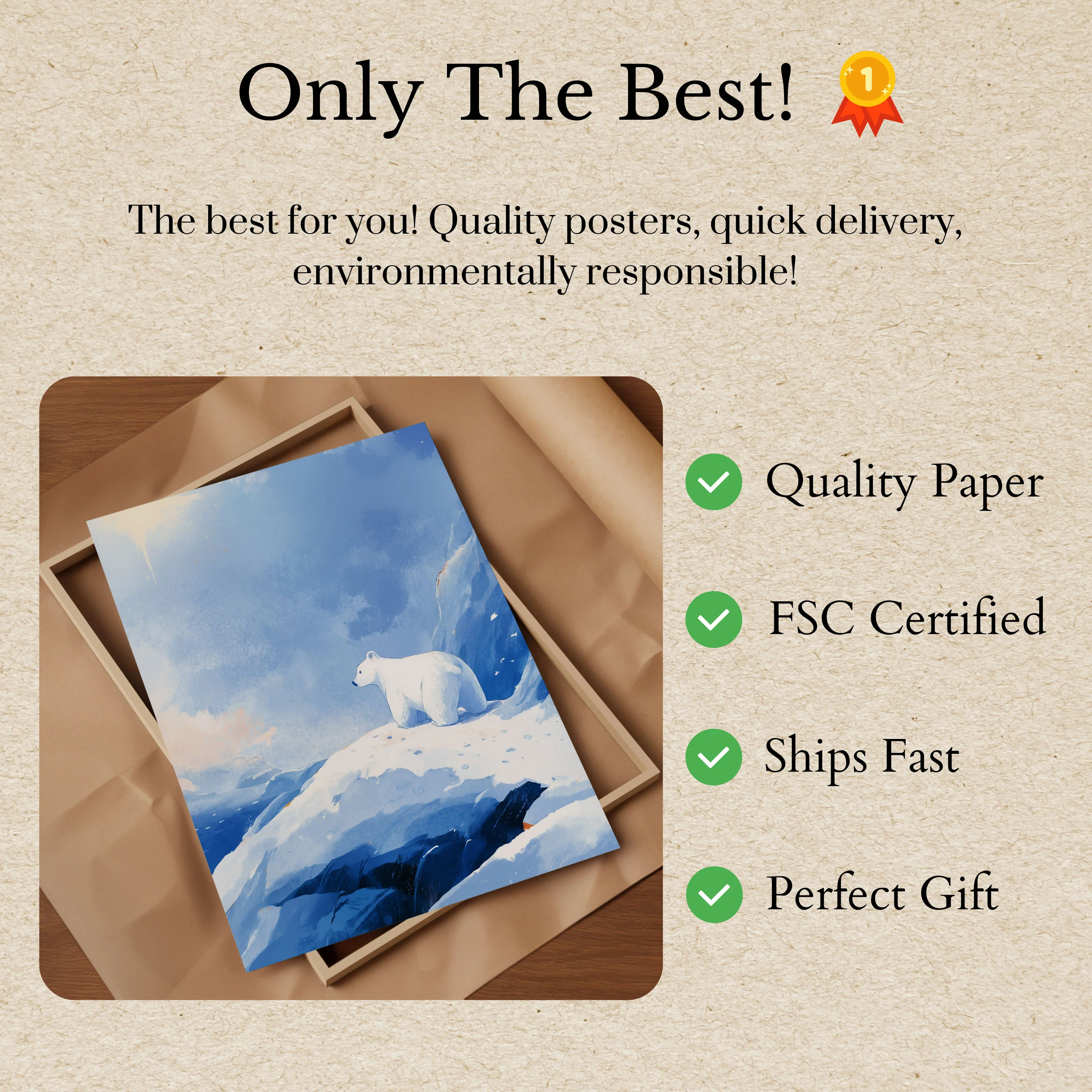 Arctic Solitude Polar Bear Poster - Image 3