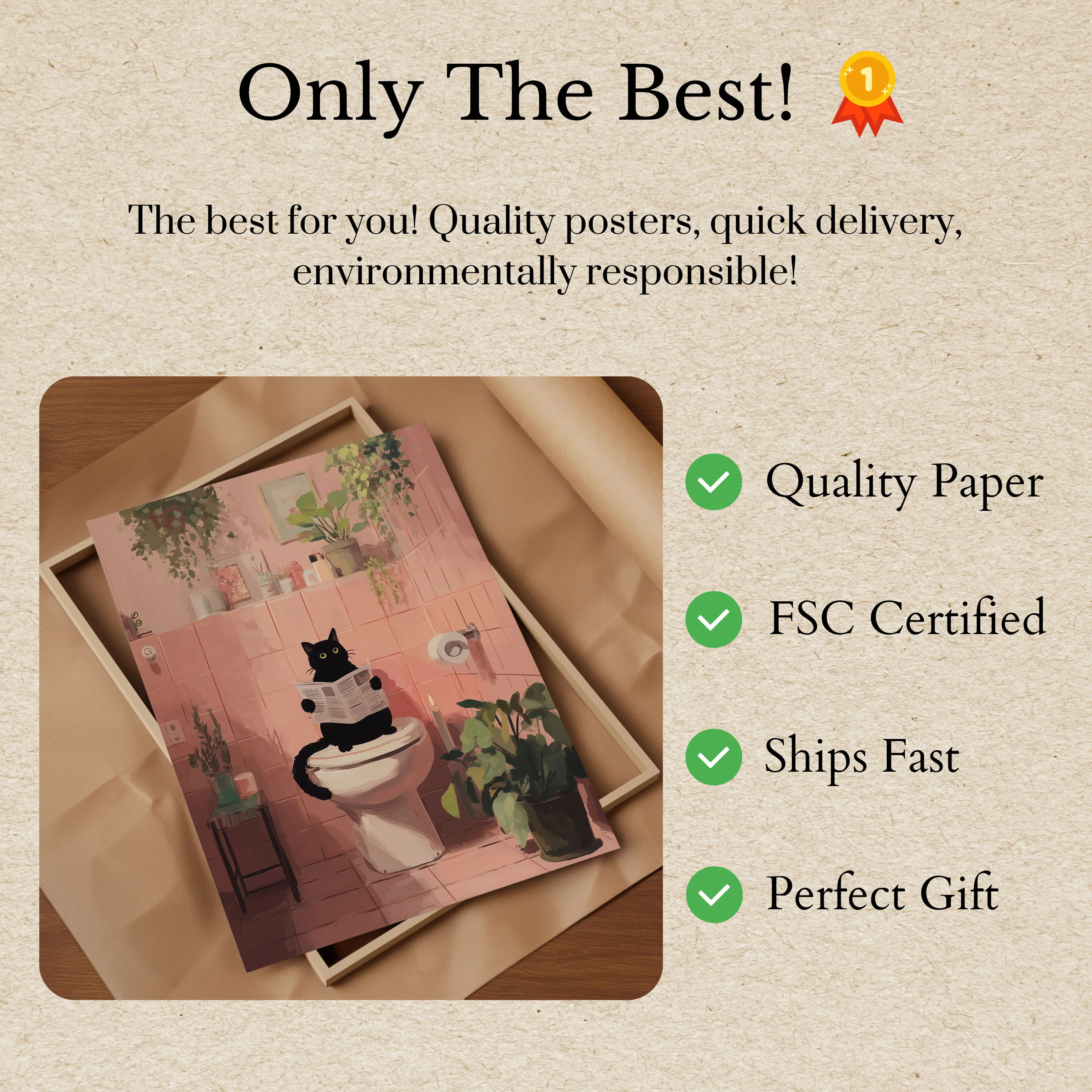 Bathroom Reading Cat Poster - Image 3