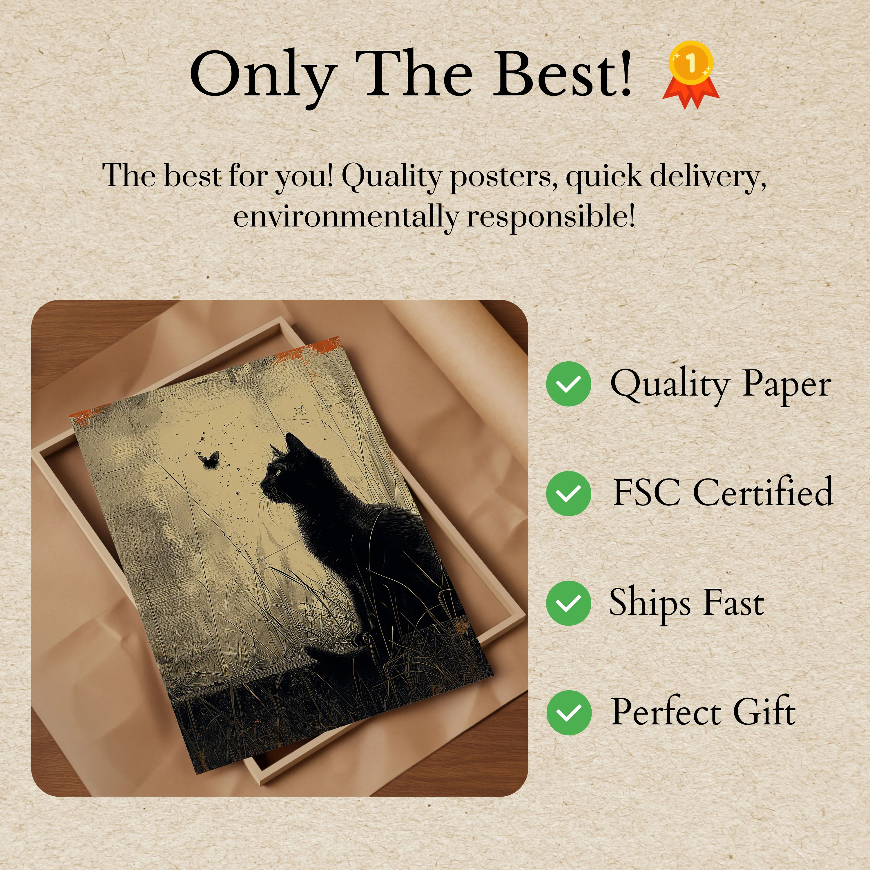 Black Cat Butterfly Dream Poster - Image 3