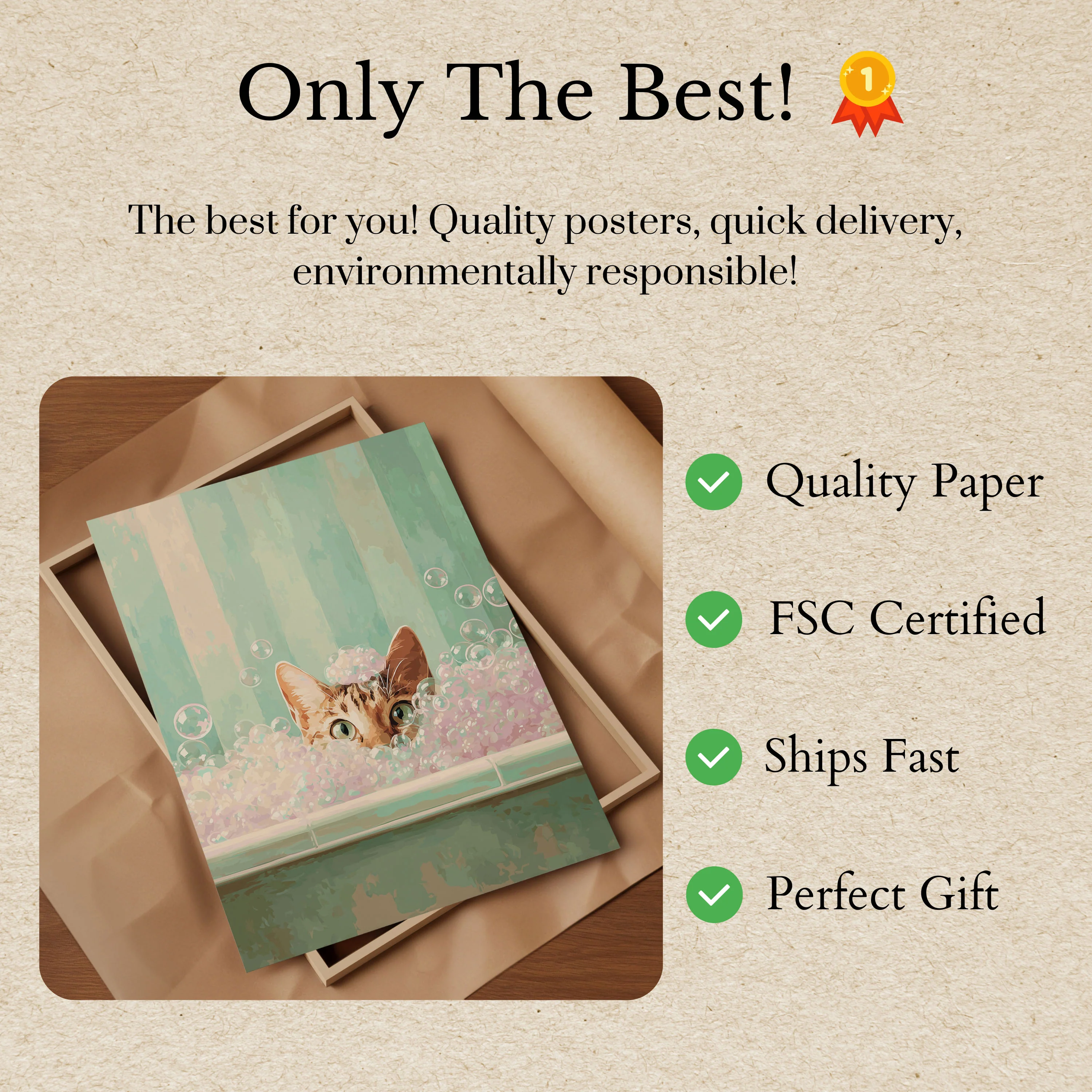 Bubbly Cat Bath Time Poster - Image 3