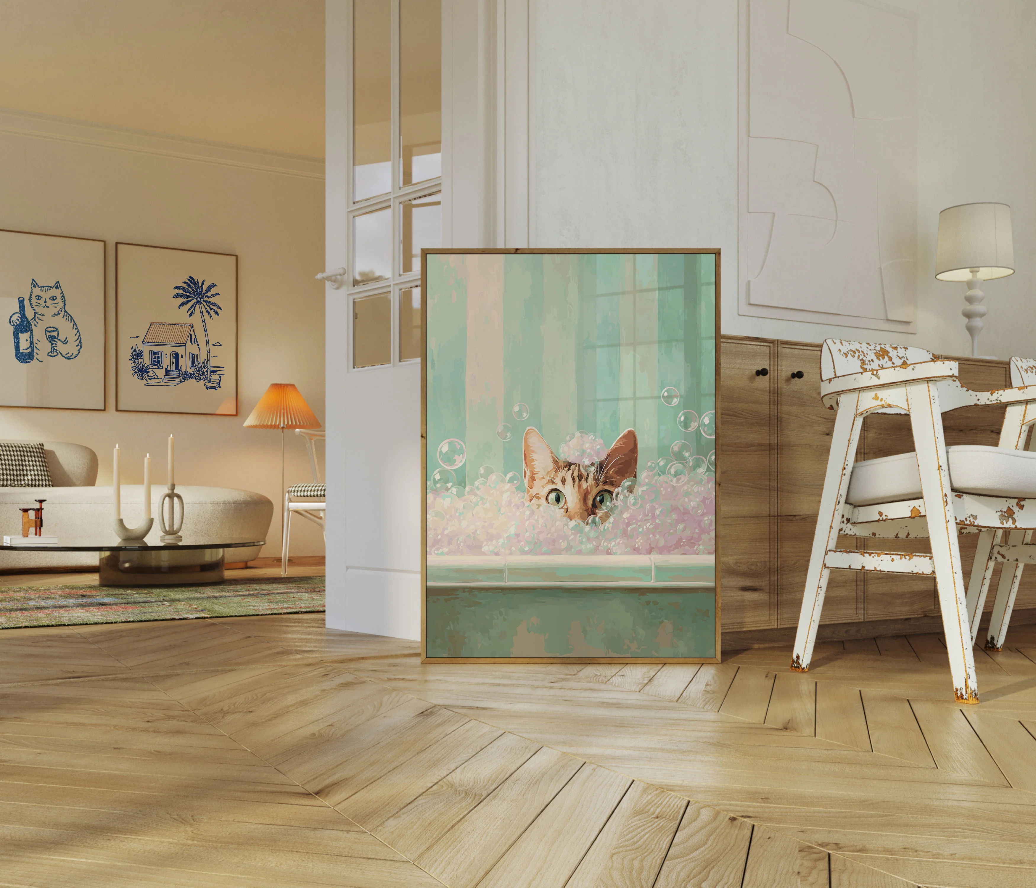 Bubbly Cat Bath Time Poster - Image 5