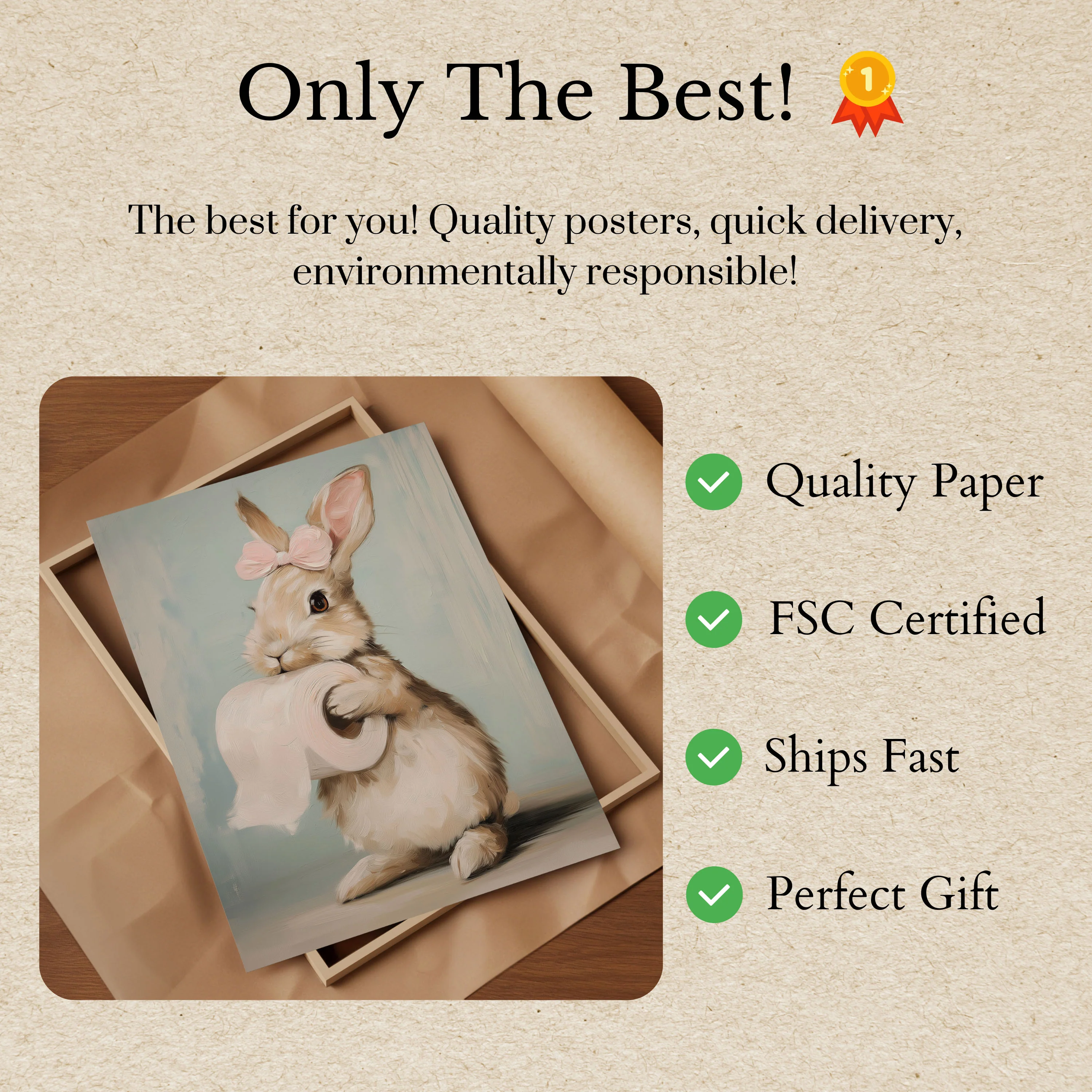 Bunny with Pink Bow Poster - Image 3