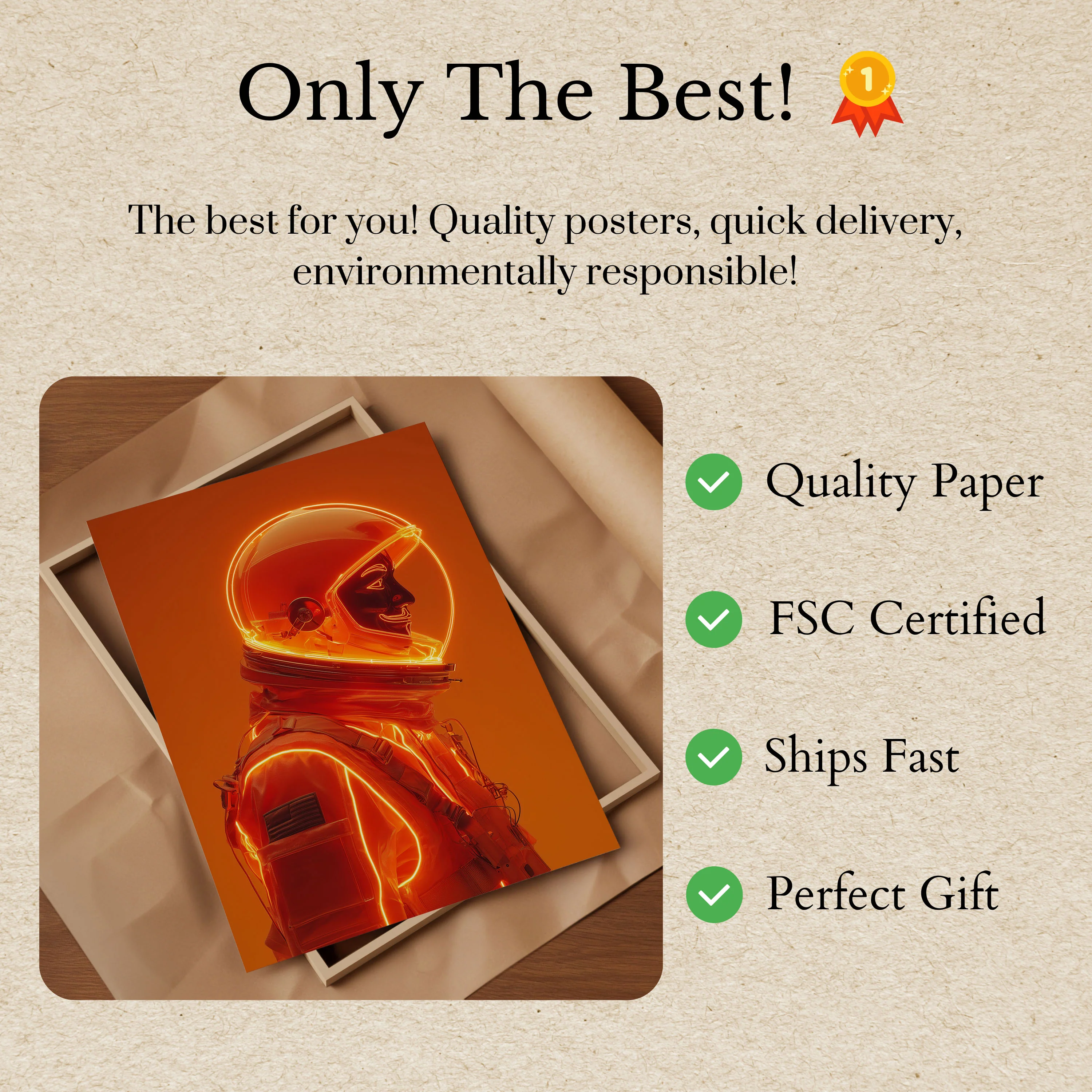 Burning Orange Astronaut Poster - Image 3