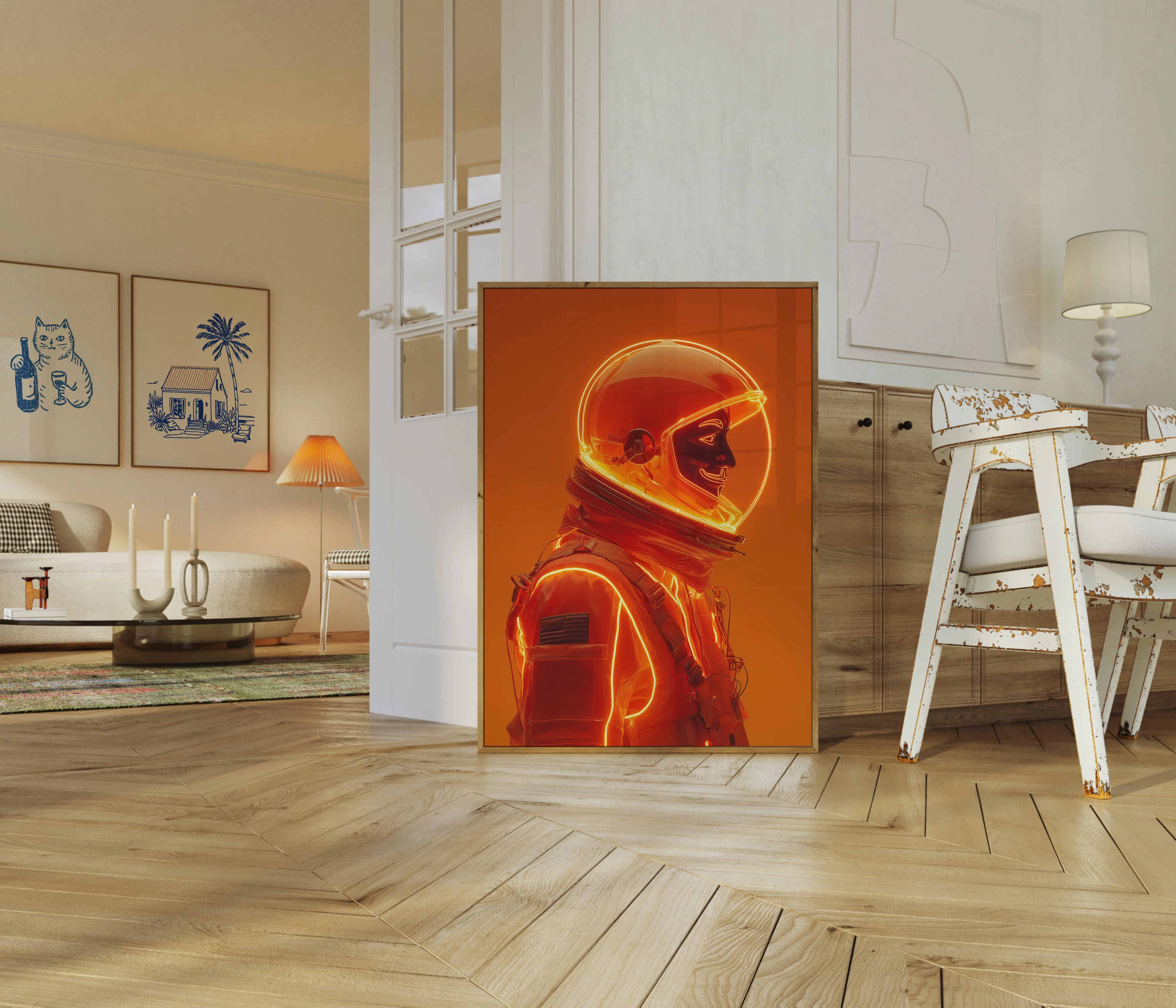 Burning Orange Astronaut Poster - Image 5