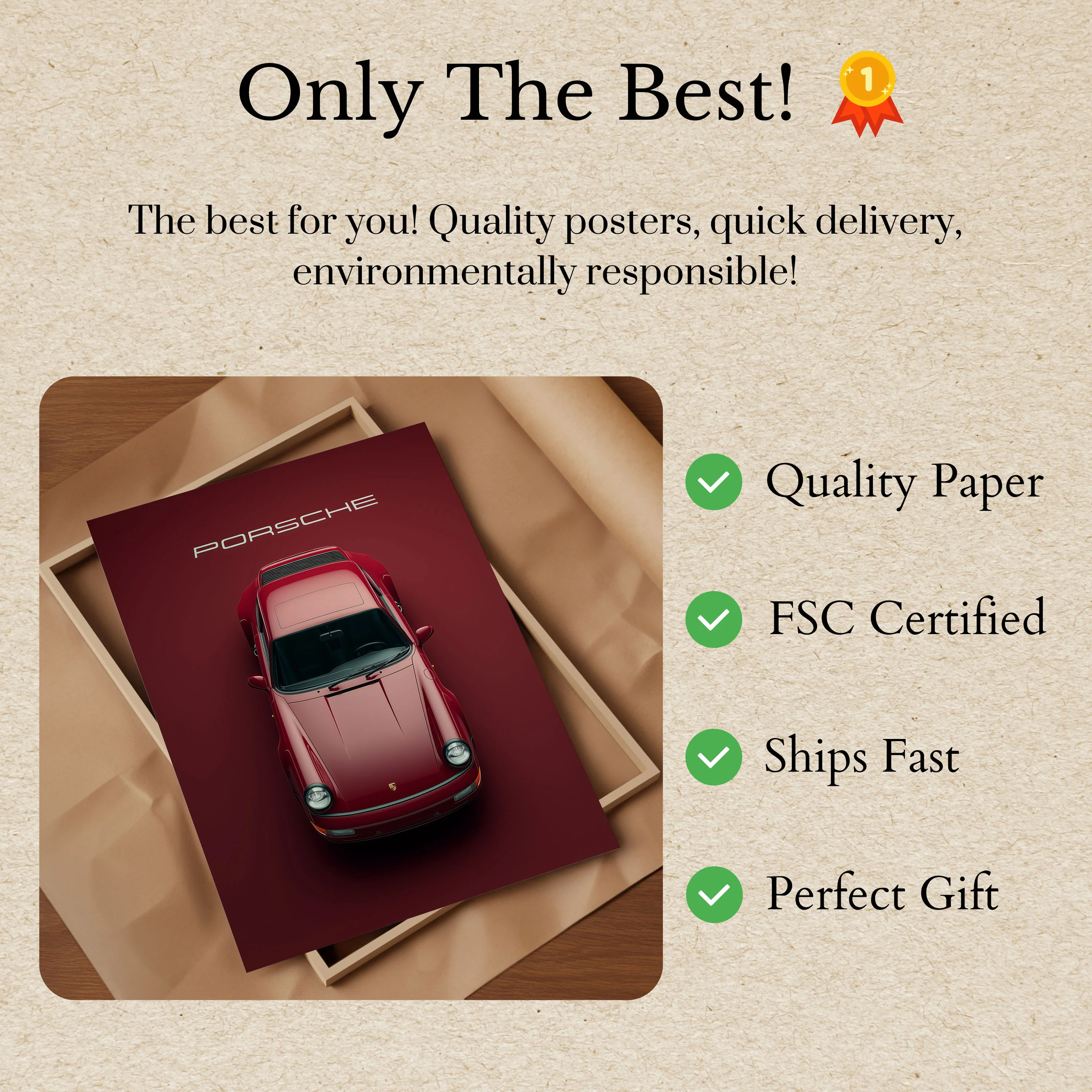 Classic Red Porsche 911 Poster - Image 3