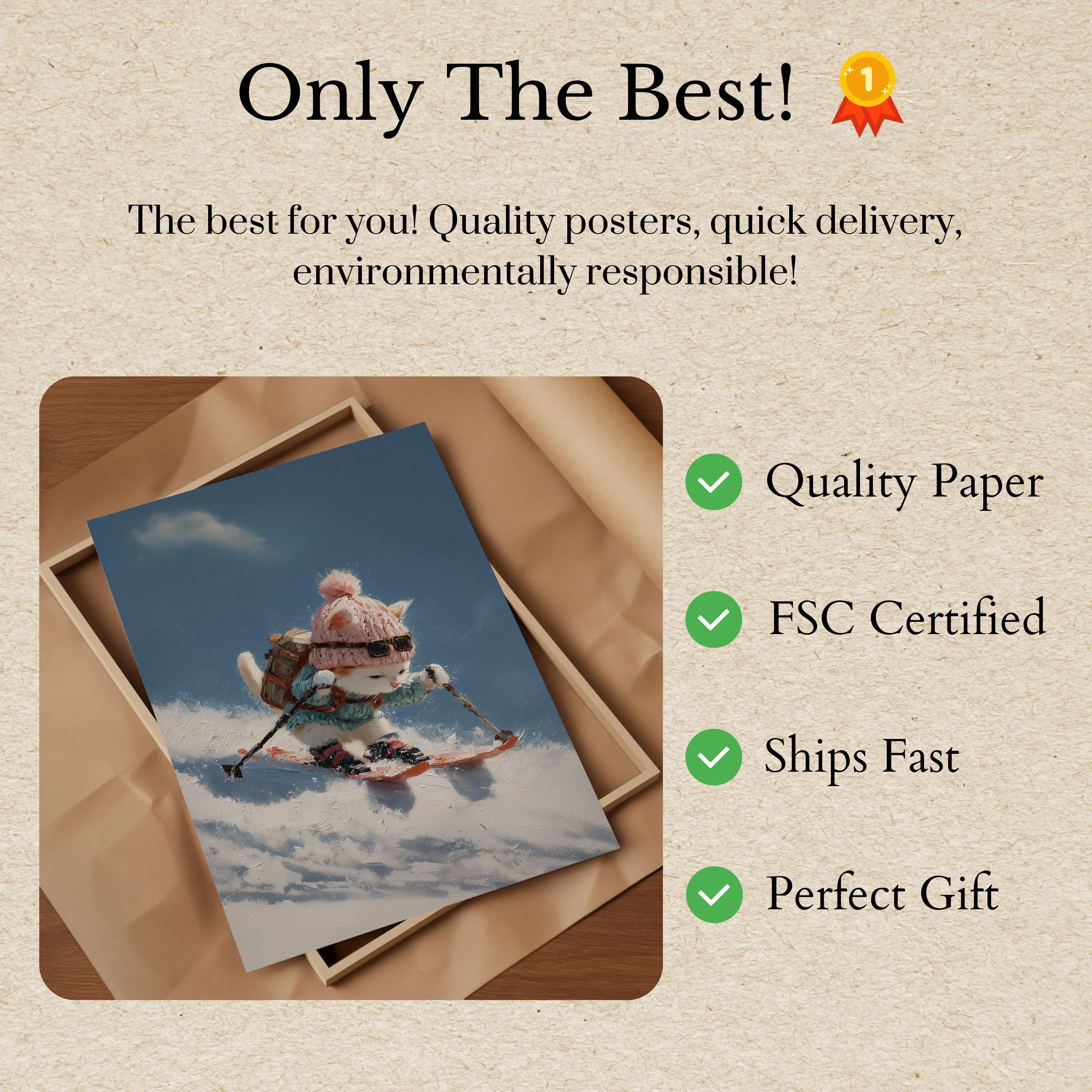 Cool Cat Skiing Adventure Poster - Image 3