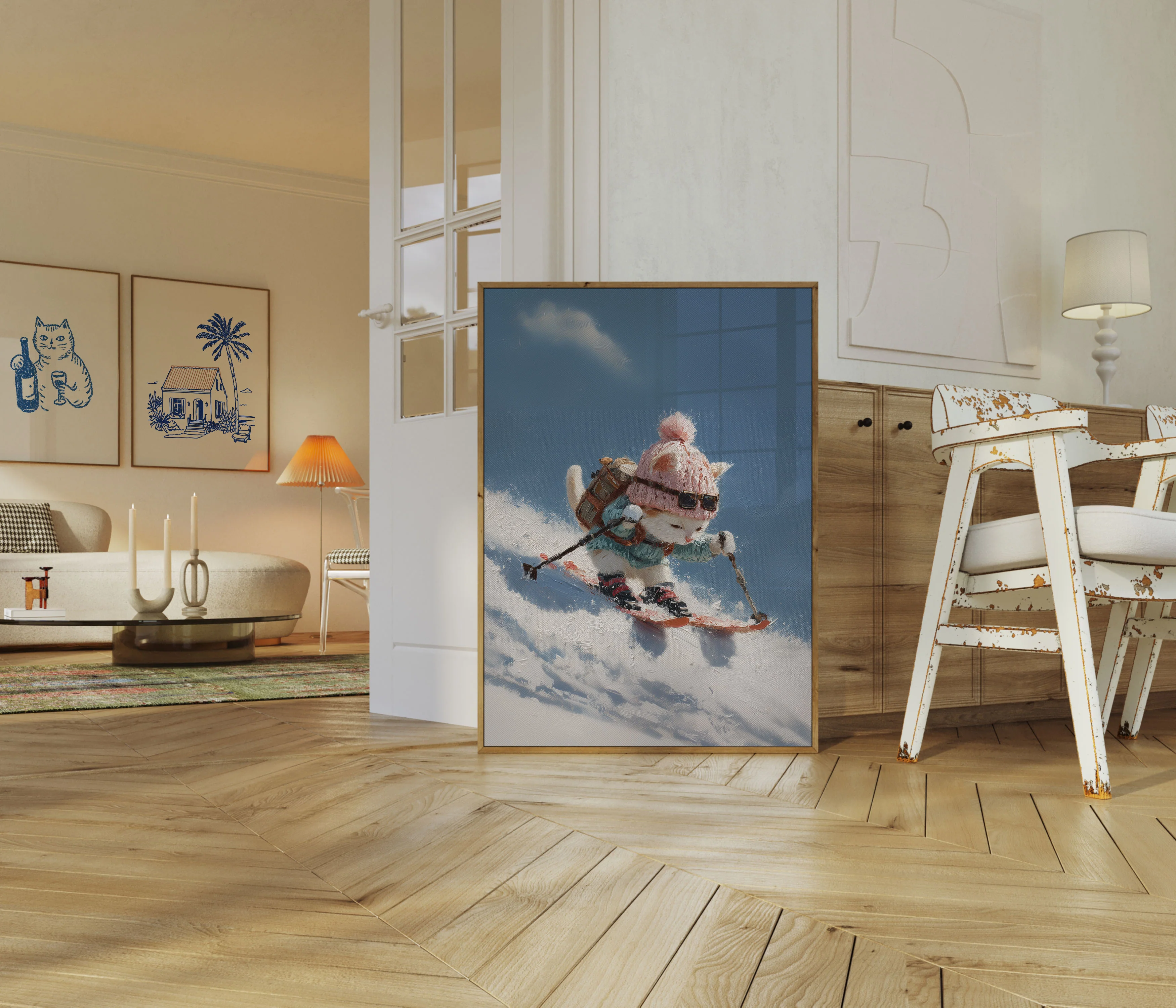 Cool Cat Skiing Adventure Poster - Image 5