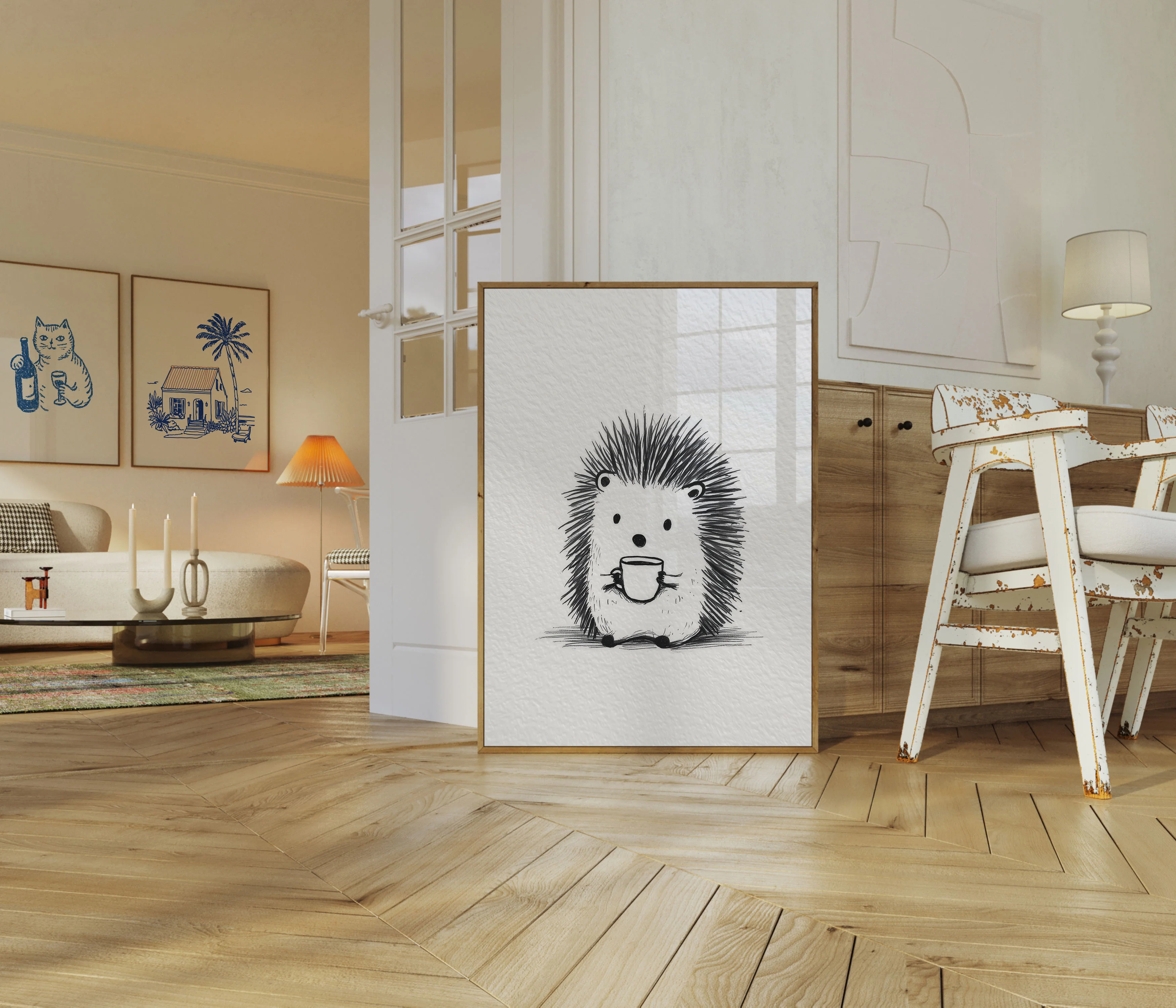 Cozy Hedgehog Coffee Break Poster - Image 5