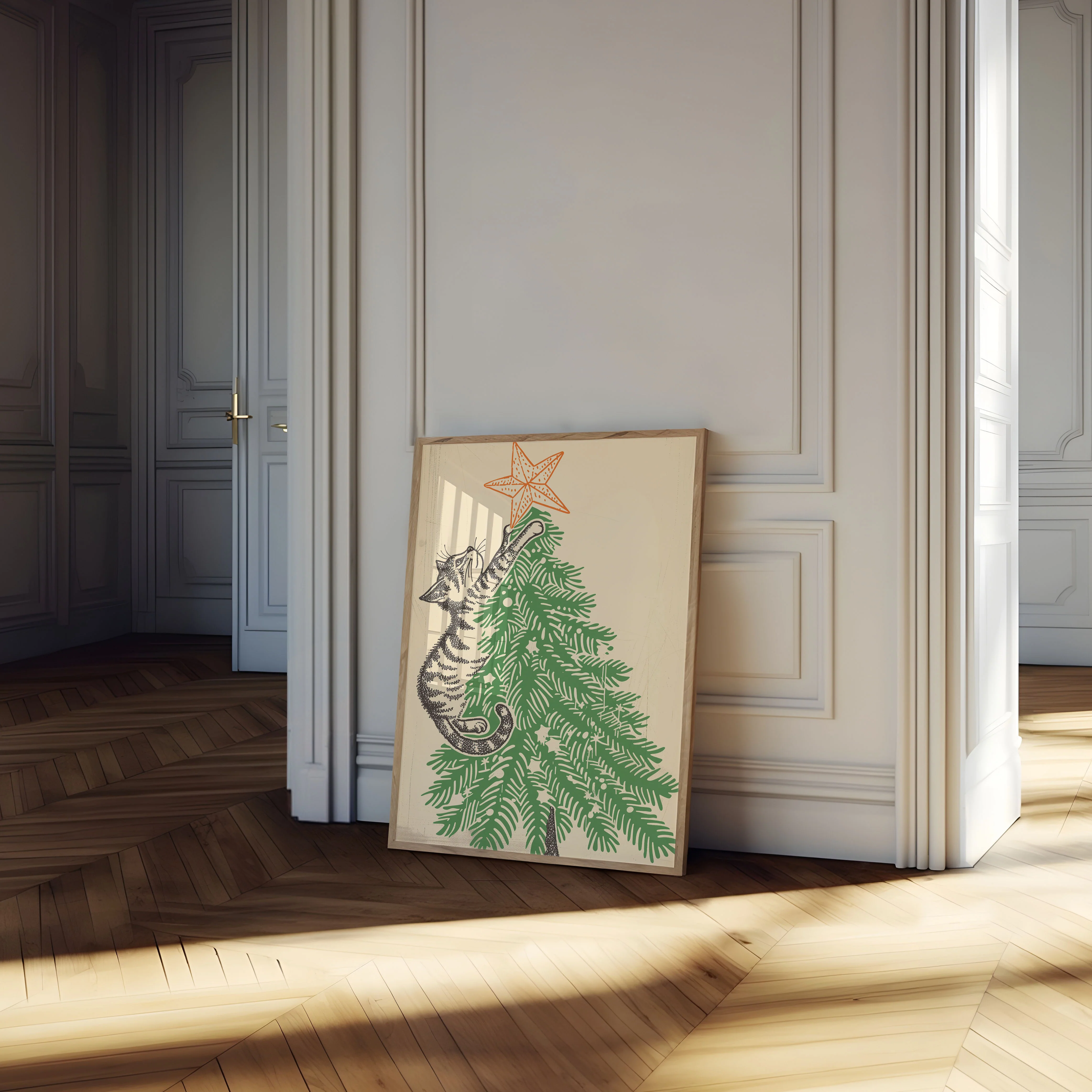 Curious Christmas Cat Tree Poster - Image 4