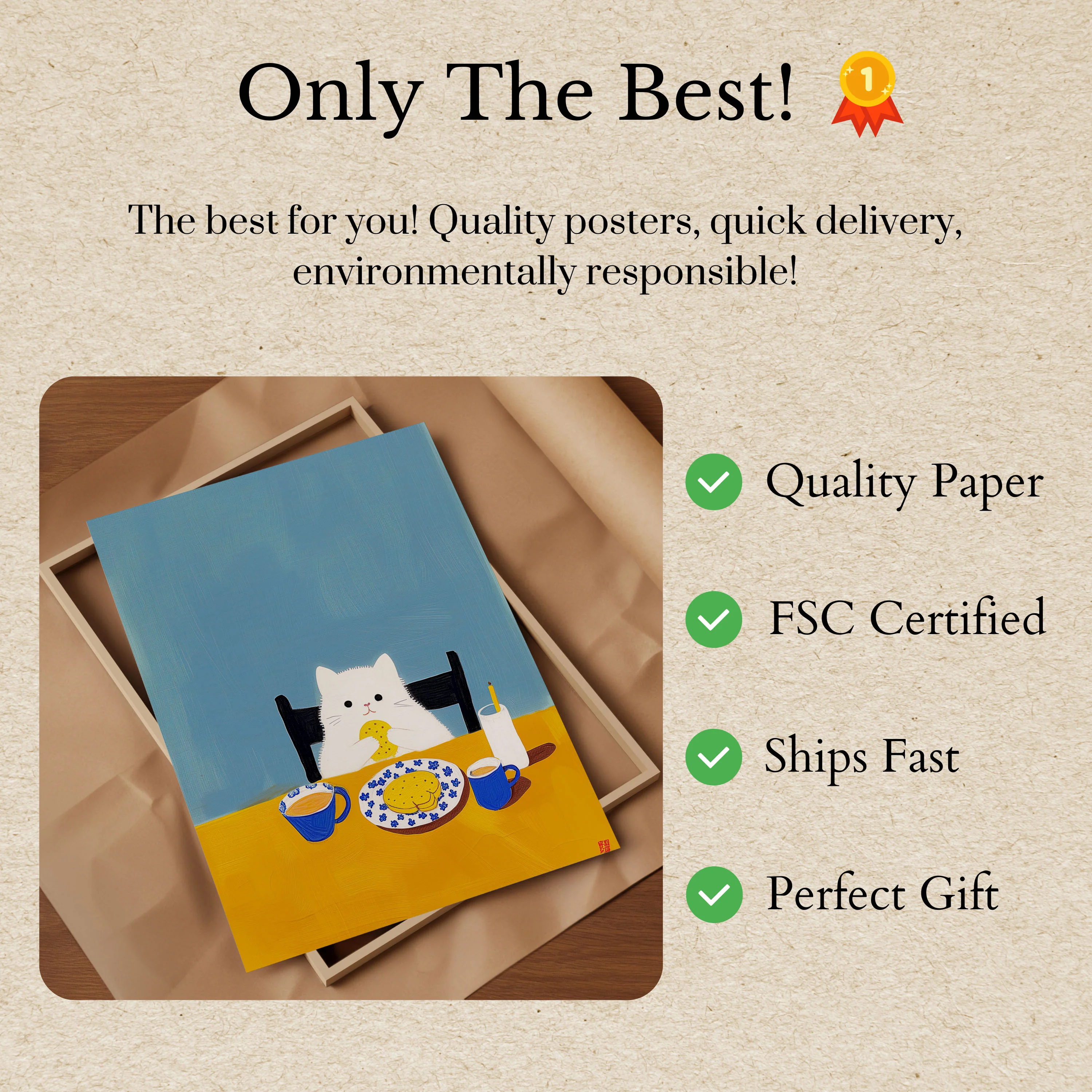 Cute Cookie Cat Breakfast Poster - Image 3