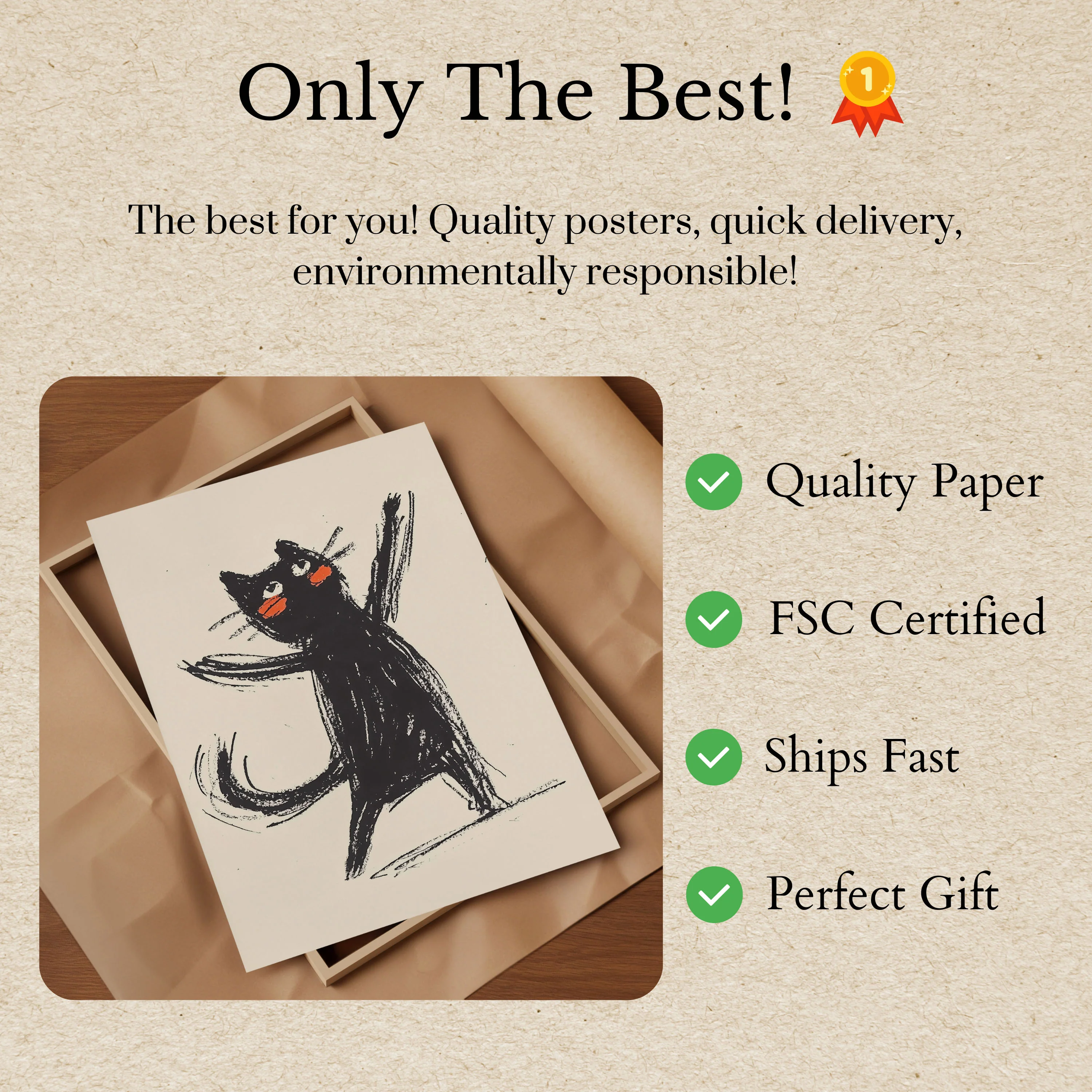 Dancing Black Cat Quirky Poster - Image 3