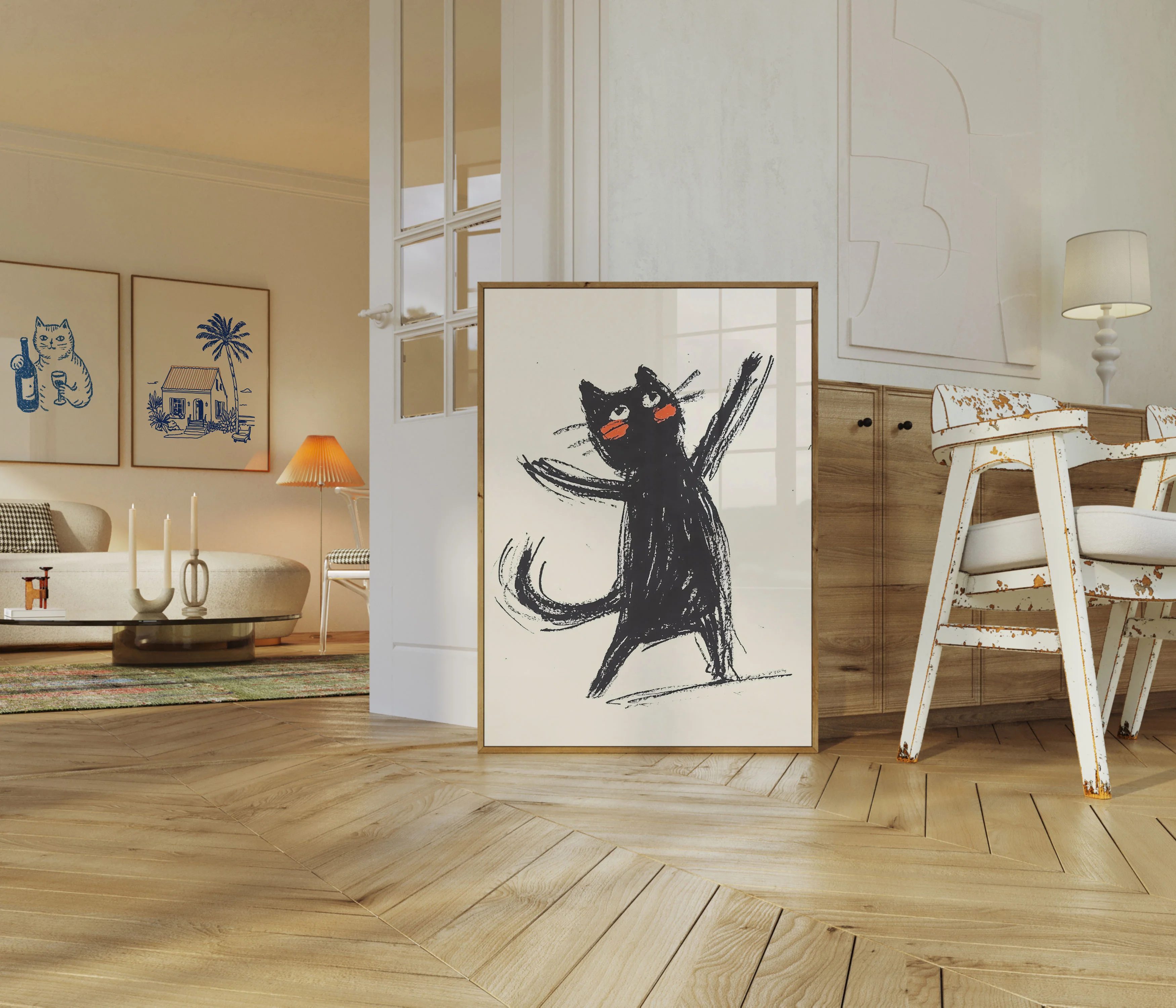 Dancing Black Cat Quirky Poster - Image 5