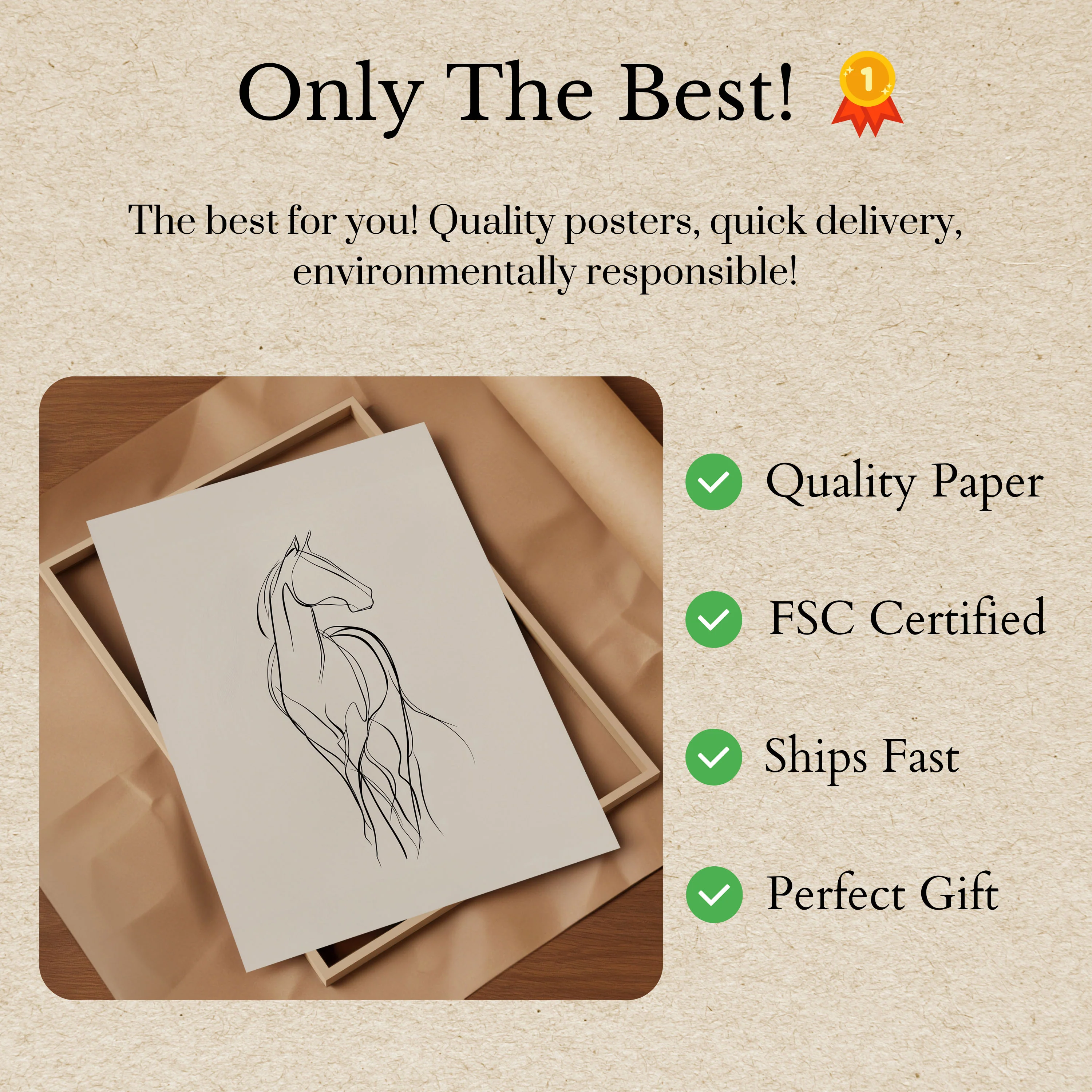 Elegant Horse Line Art Poster - Image 3