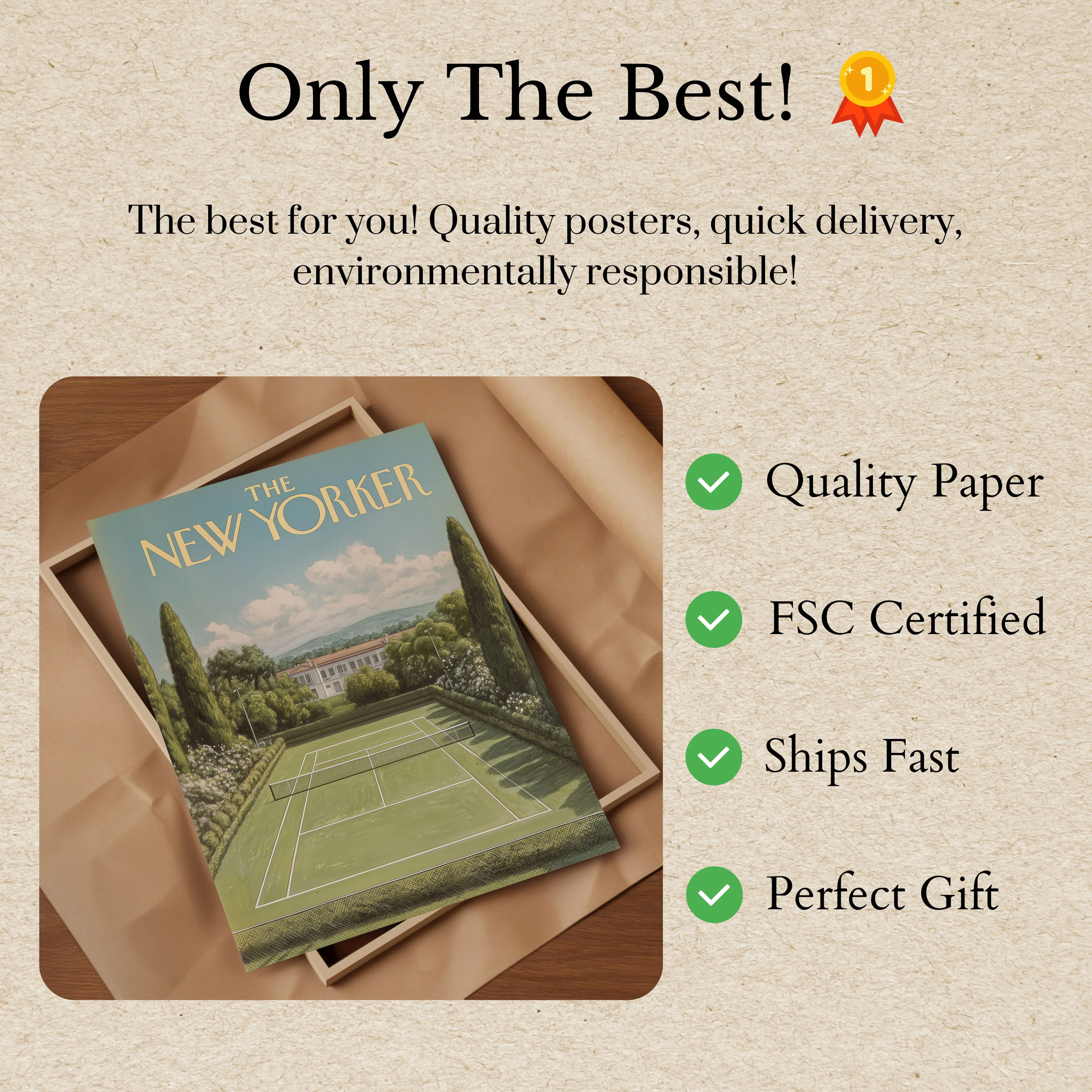 Elegant Tennis Court New Yorker Poster - Image 3