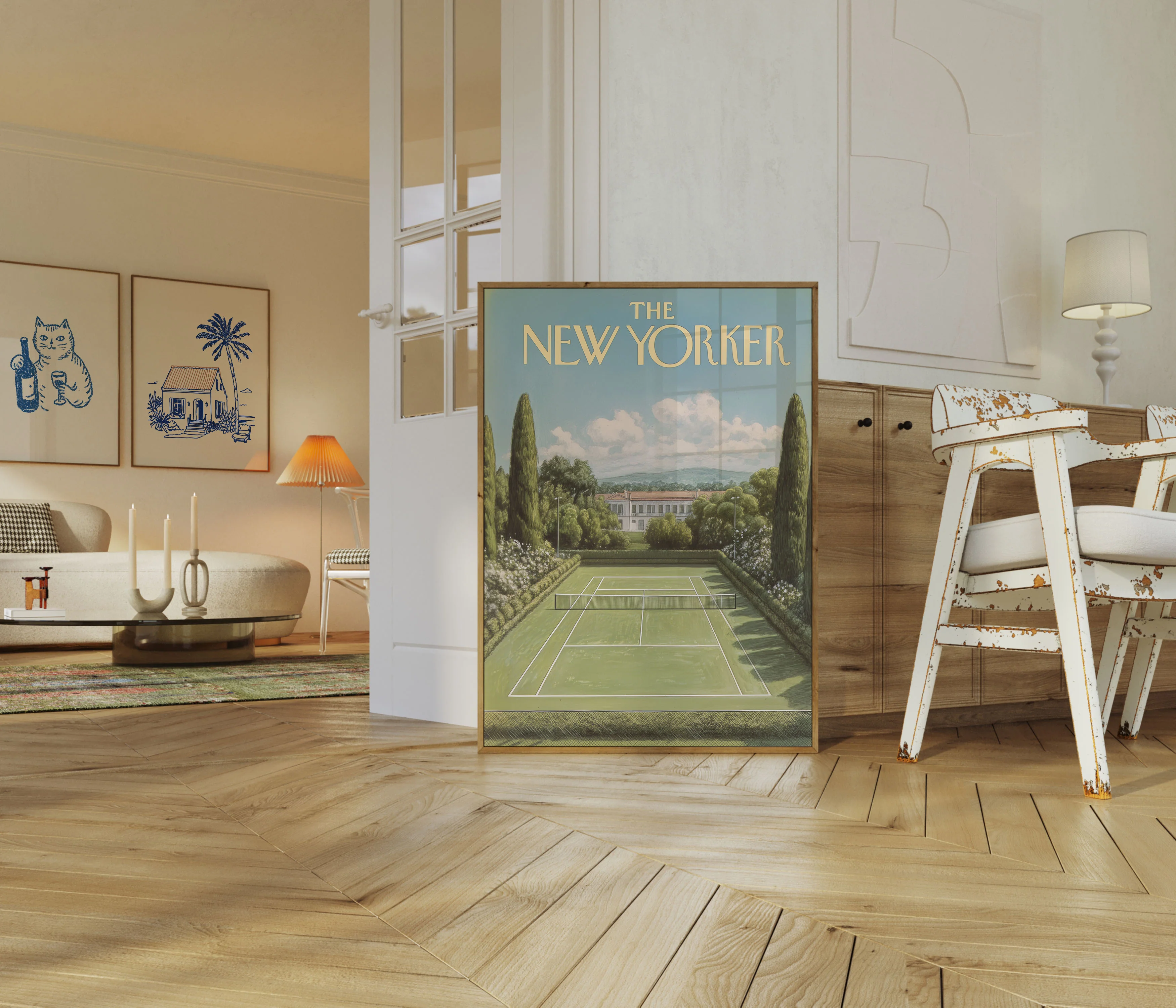 Elegant Tennis Court New Yorker Poster - Image 5