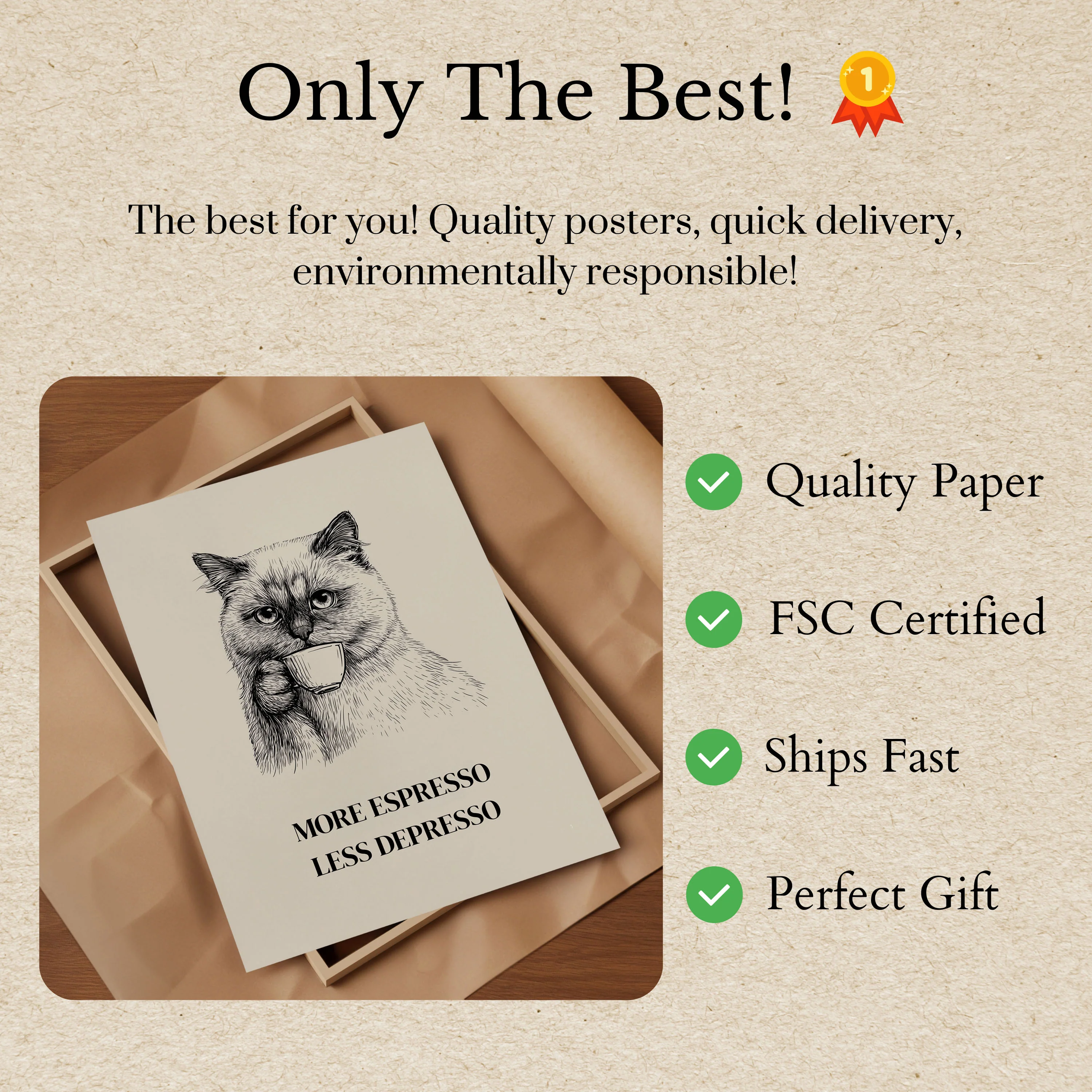 Espresso Cat Mood Poster - Image 3