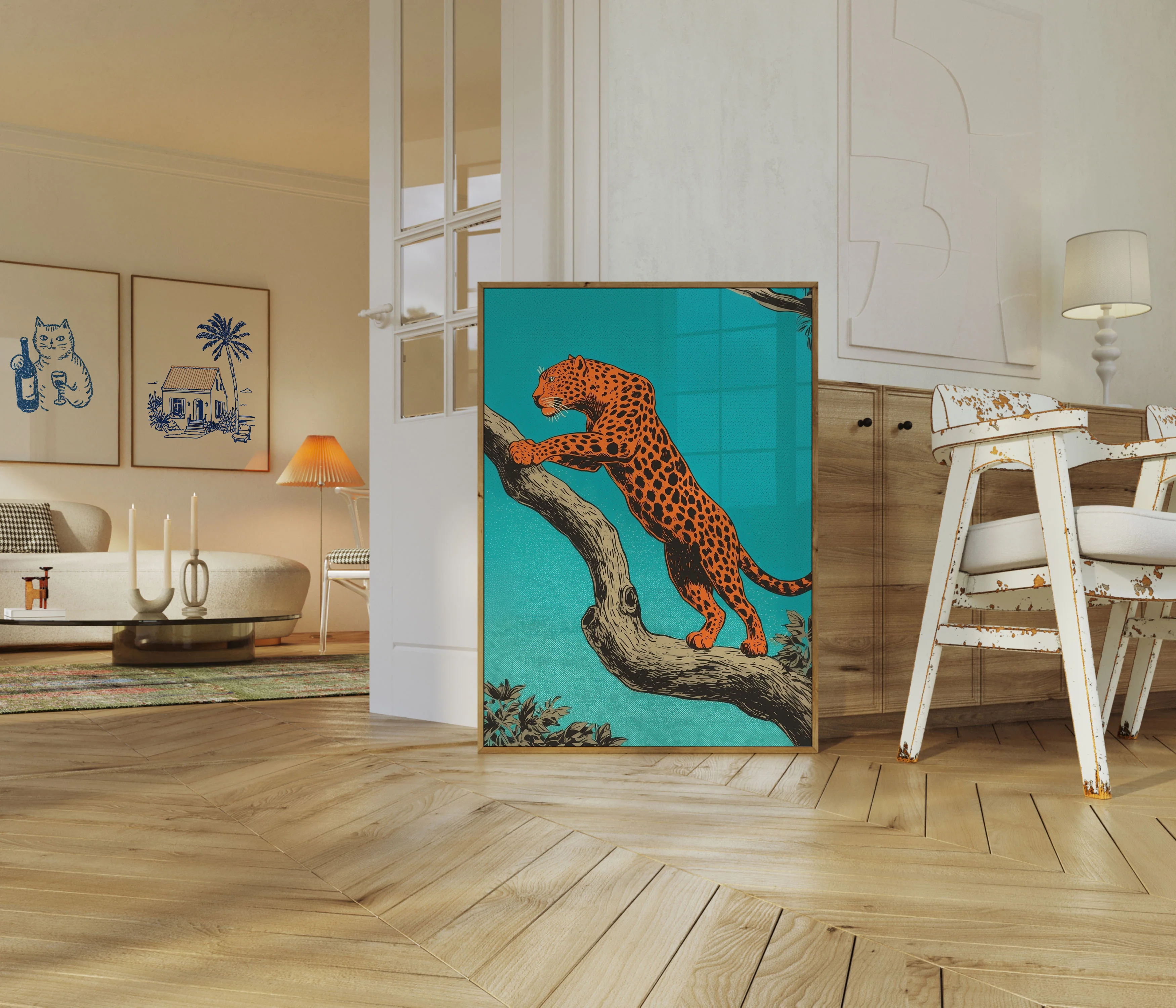 Fierce Orange Jaguar Tree Poster - Image 5