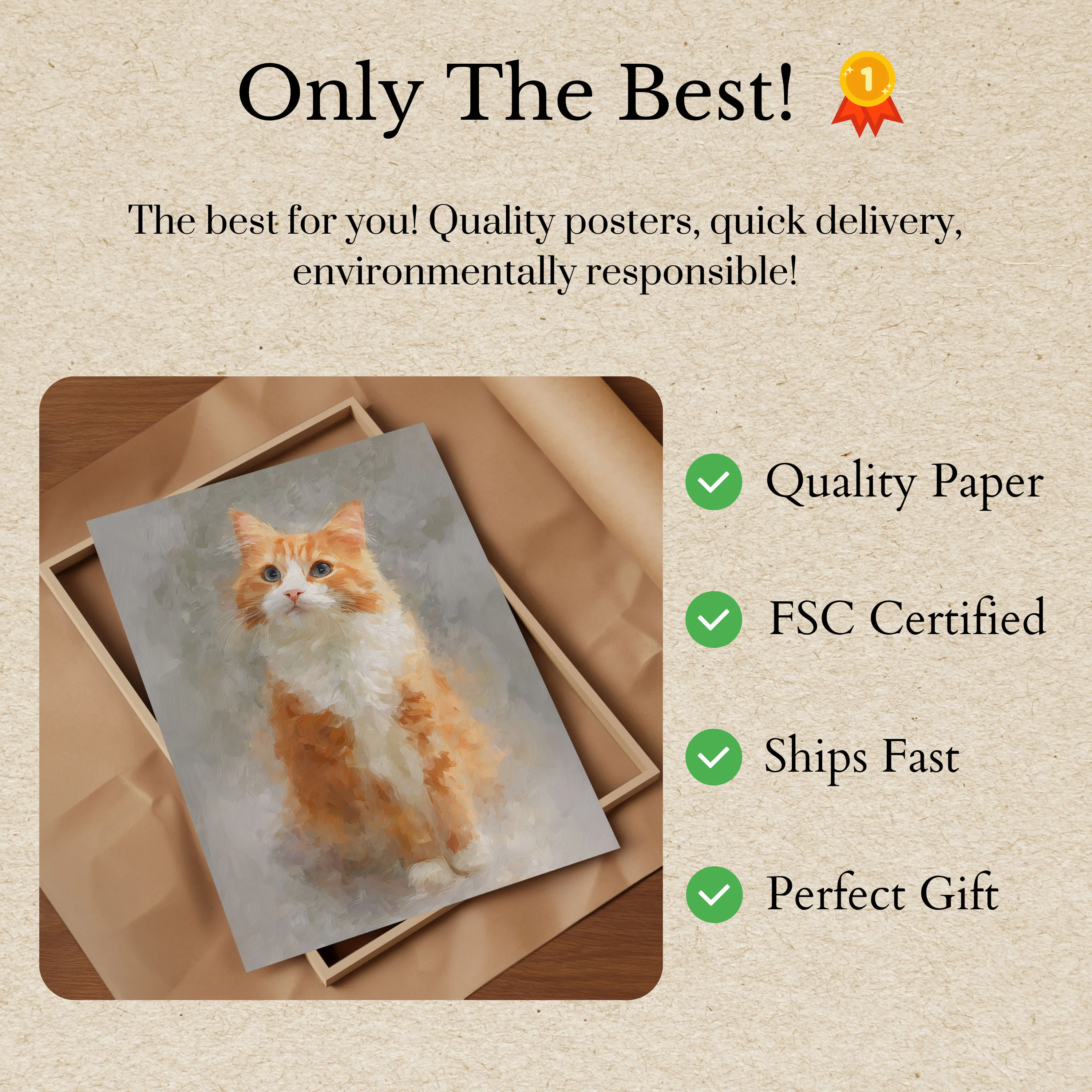 Ginger Orange Fluffy Cat Poster - Image 3