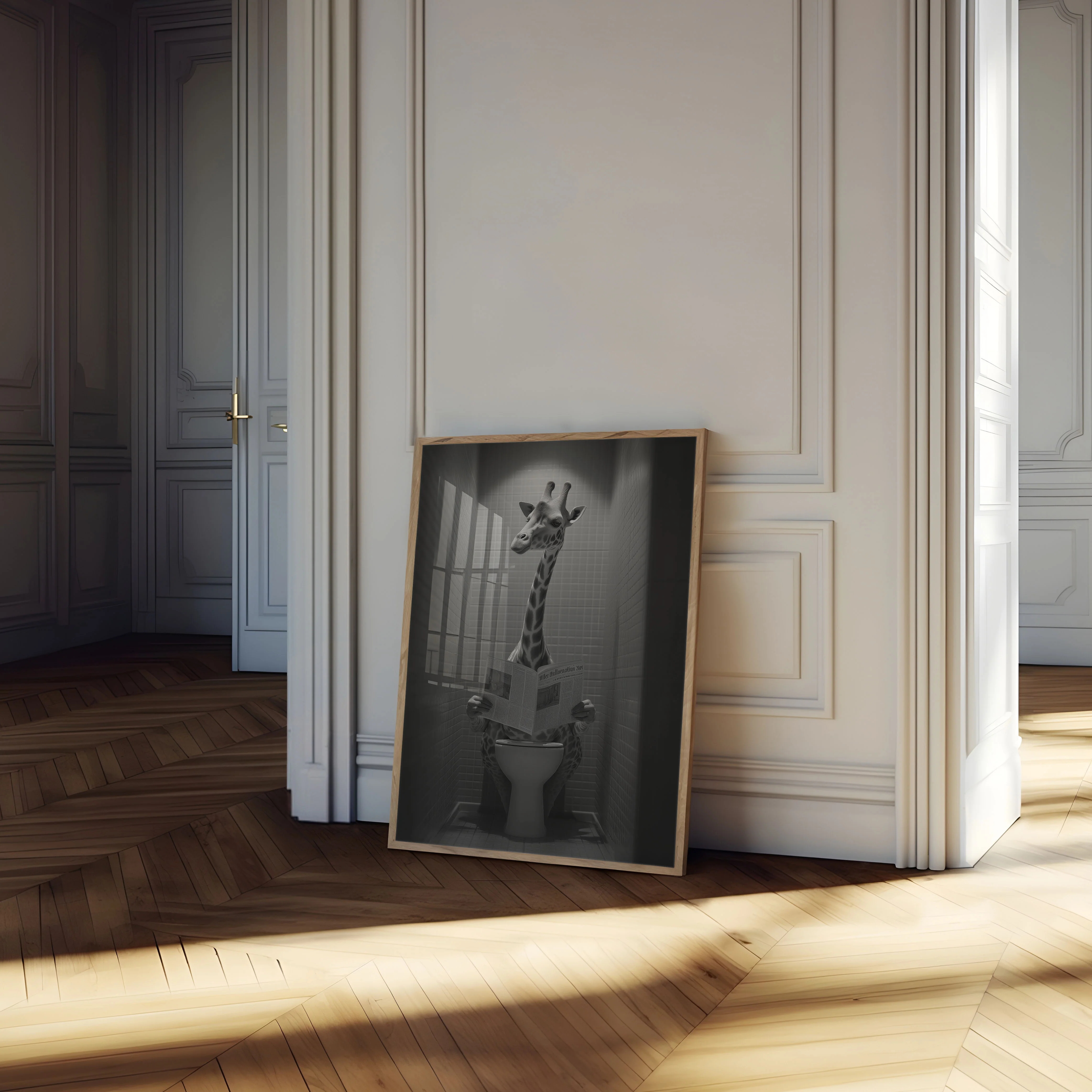 Giraffe Reading Bathroom Poster - Image 4