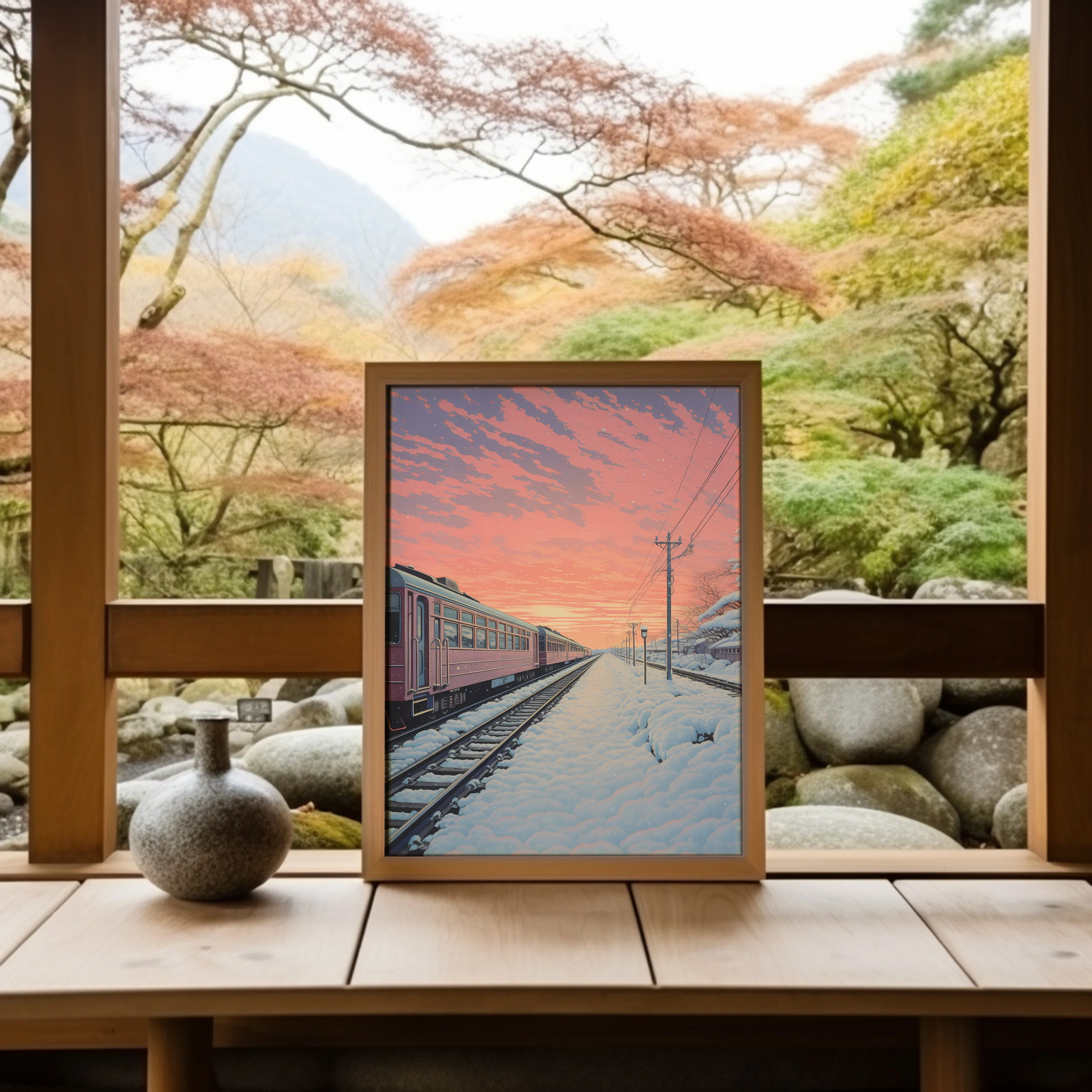 Japanese Train in Sunset - Poster - Image 3
