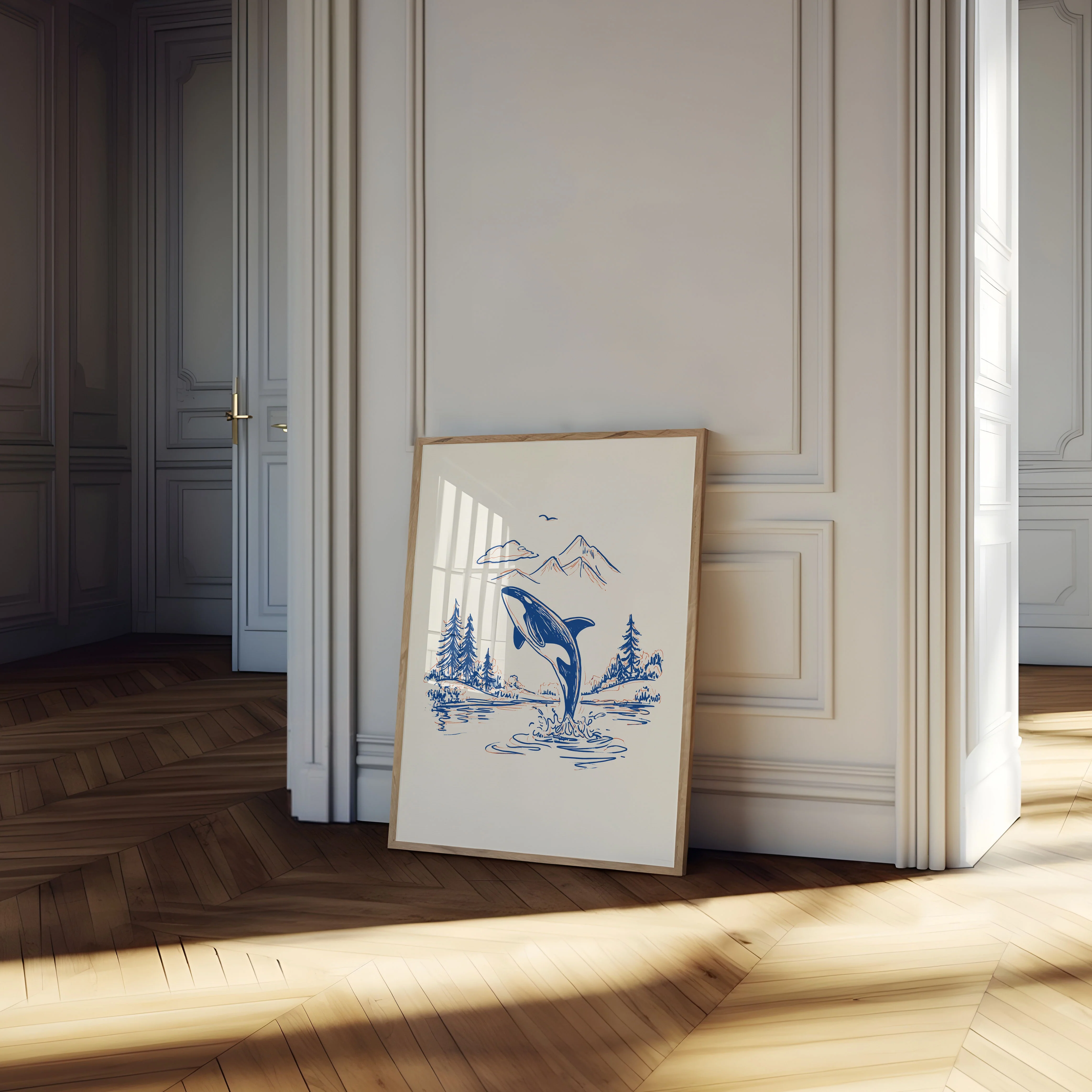 Leaping Orca Mountain Landscape Poster - Image 4