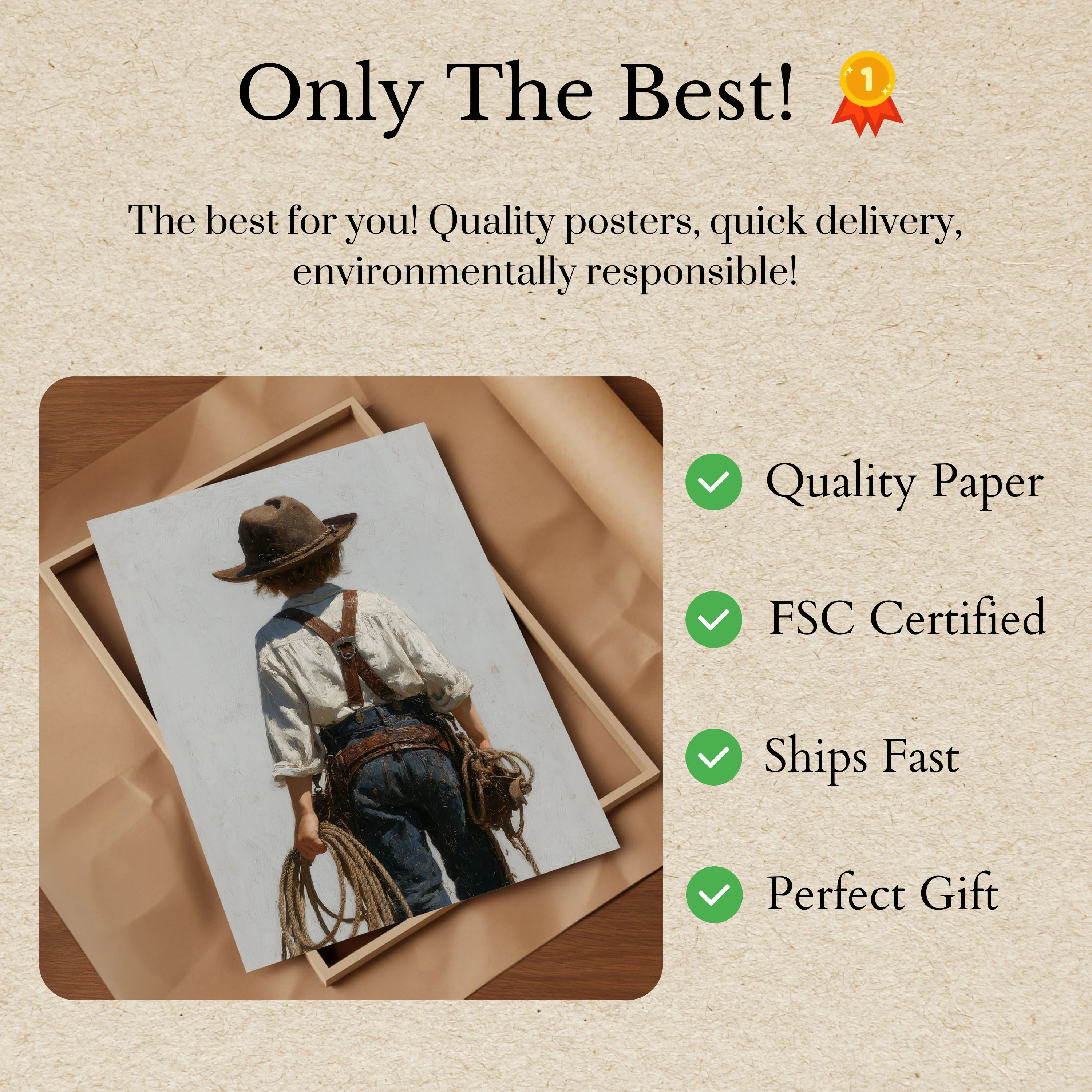 Little Cowboy Back View Poster - Image 3