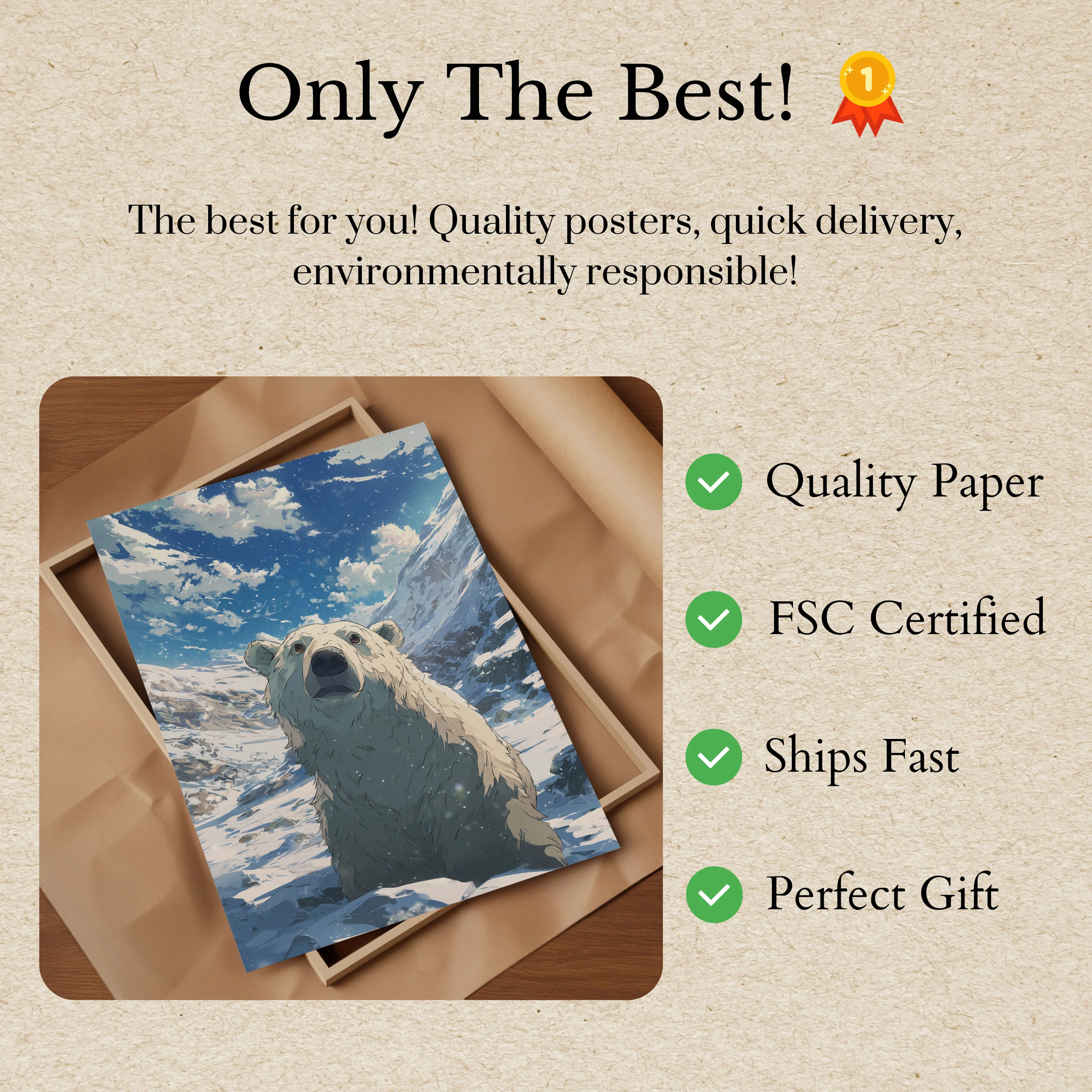 Majestic Polar Bear Snow Poster - Image 3