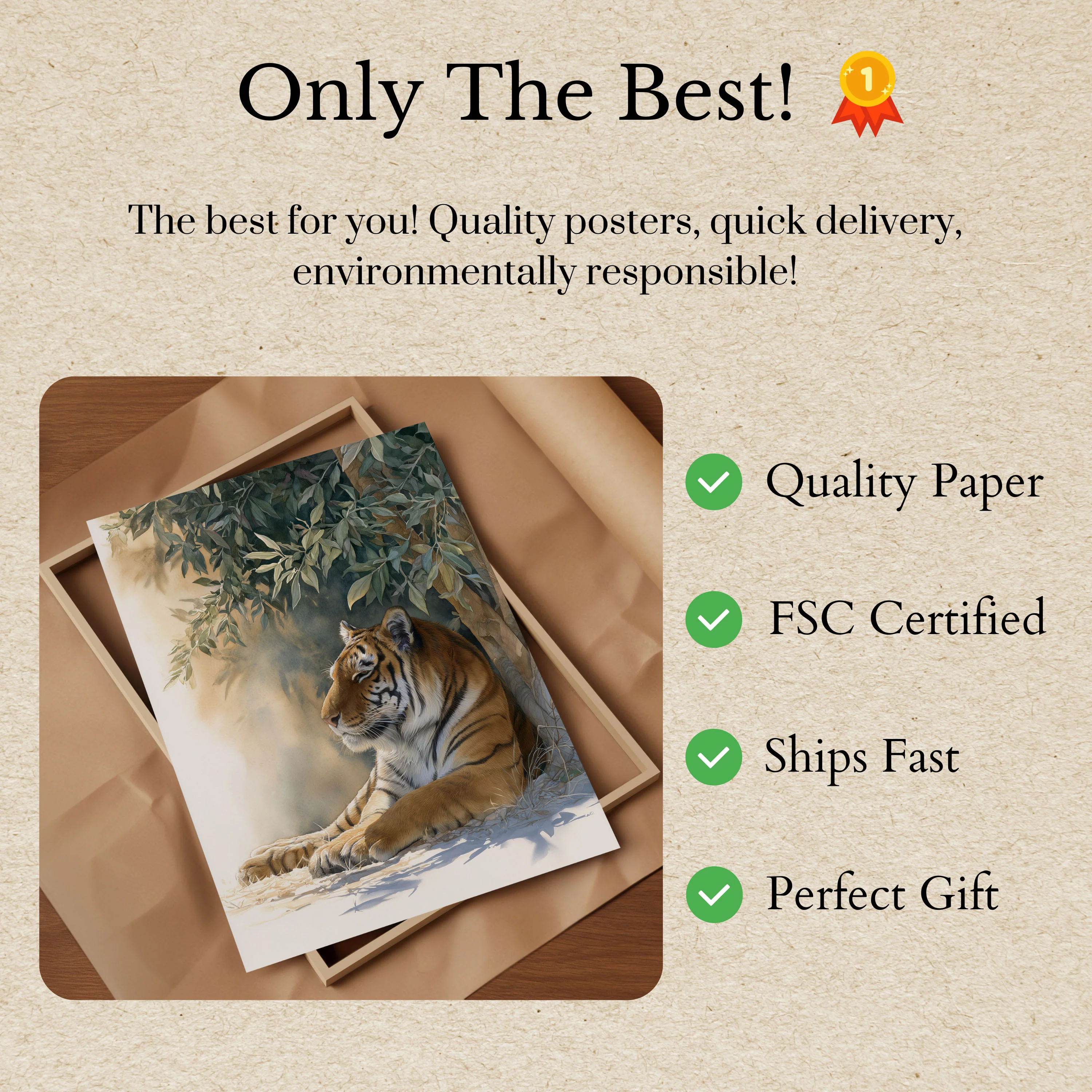 Majestic Tiger in Tranquil Jungle Poster - Image 3