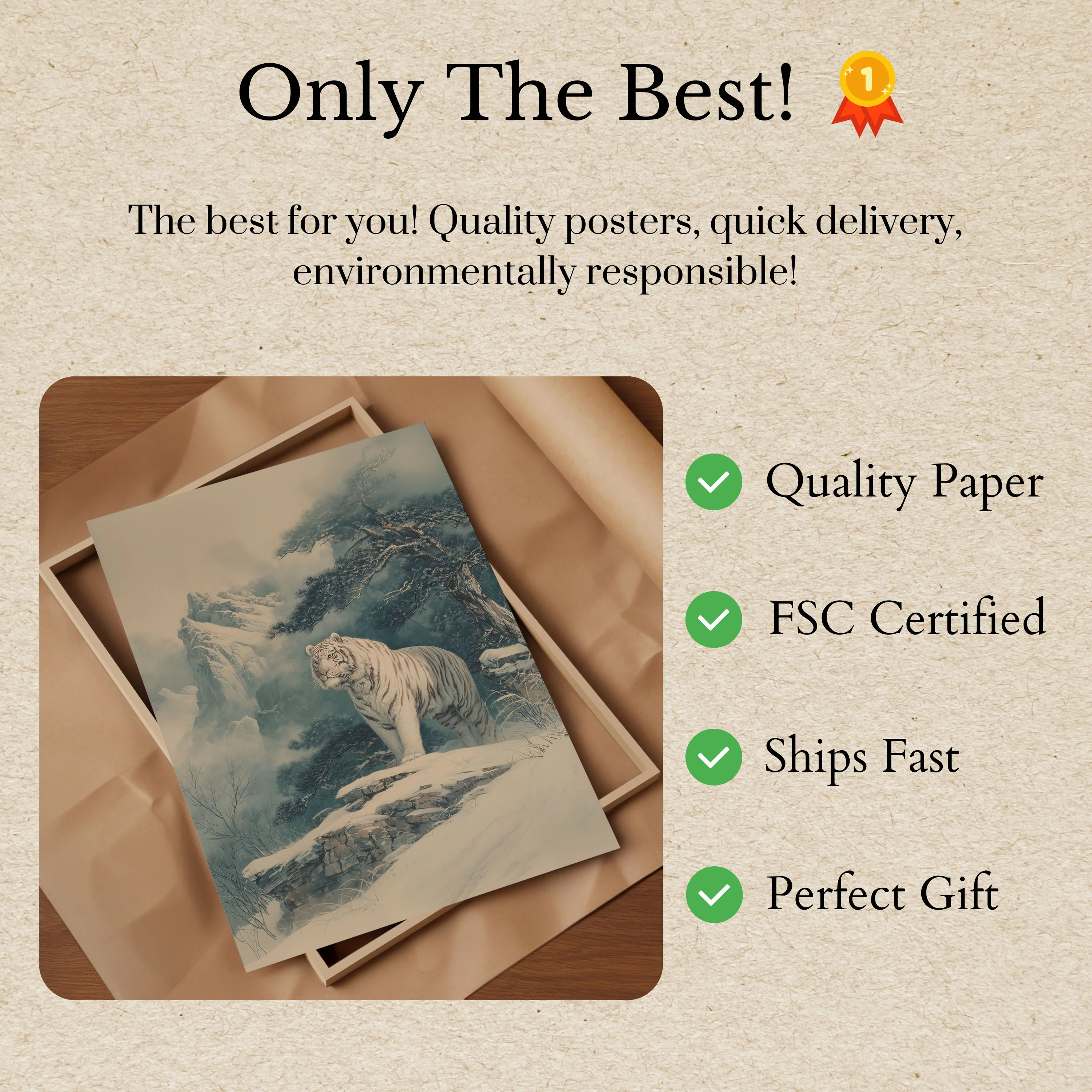 Majestic White Tiger Mountain Poster - Image 3