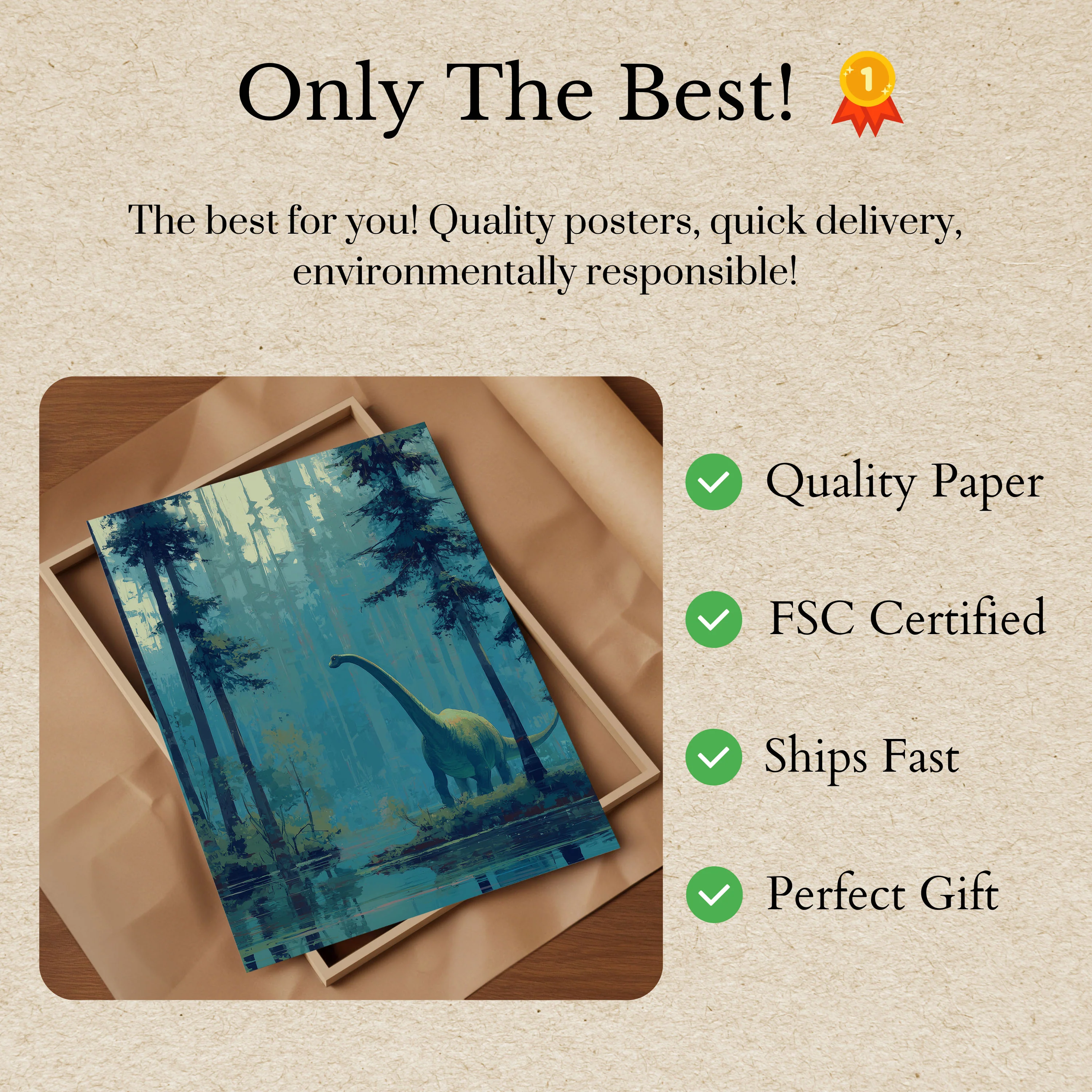 Misty Brontosaurus Forest Poster - Image 3