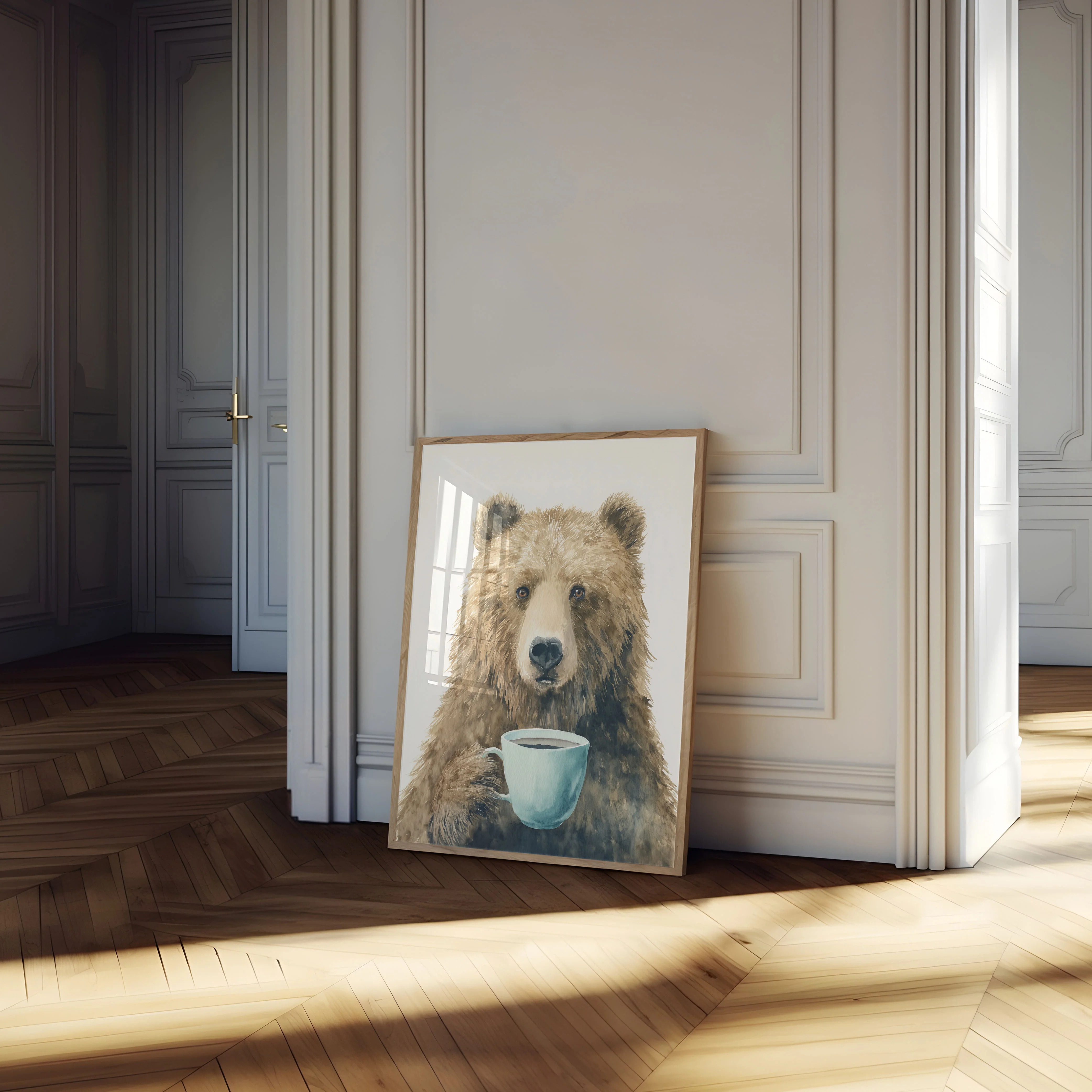 Morning Coffee Bear Art Poster - Image 4
