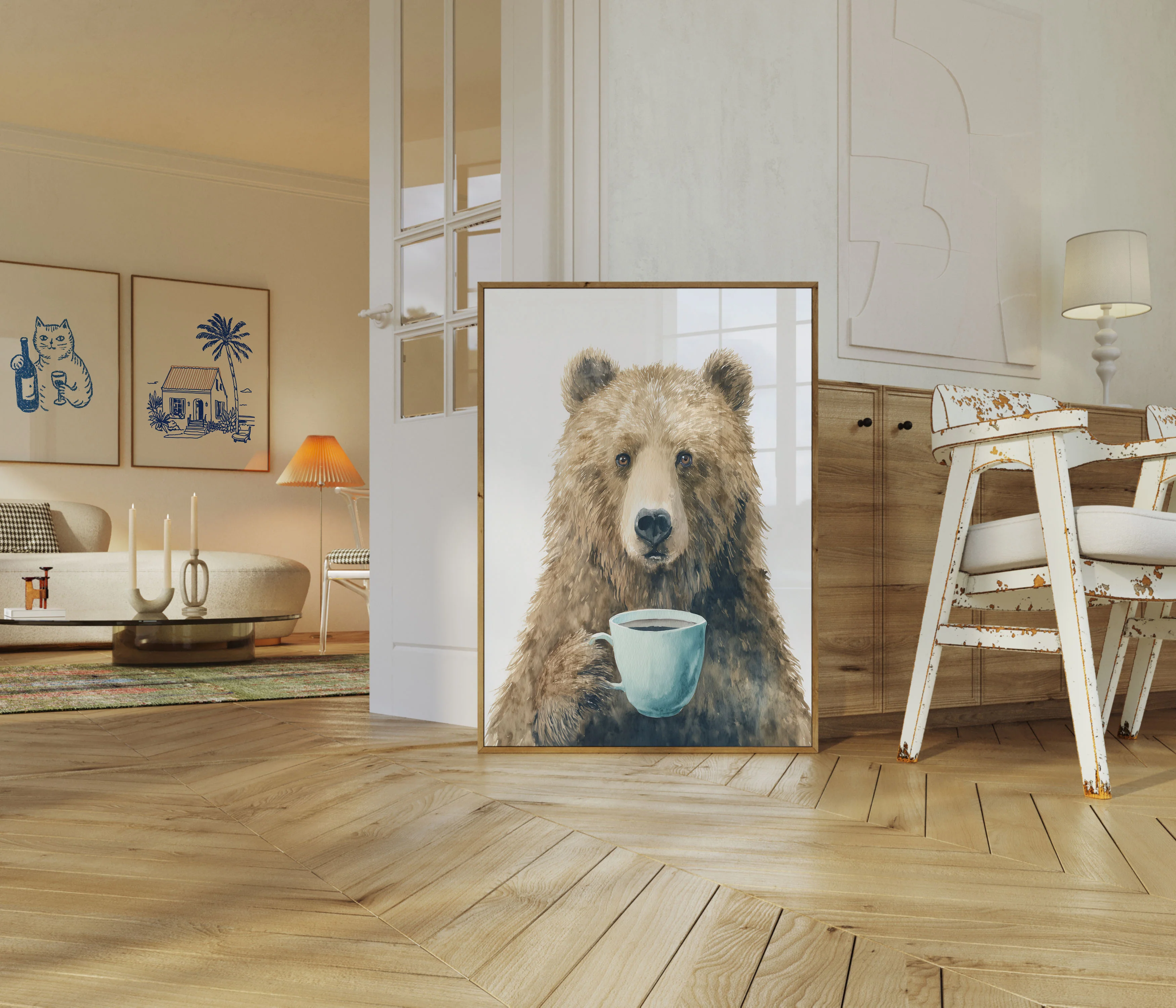 Morning Coffee Bear Art Poster - Image 5