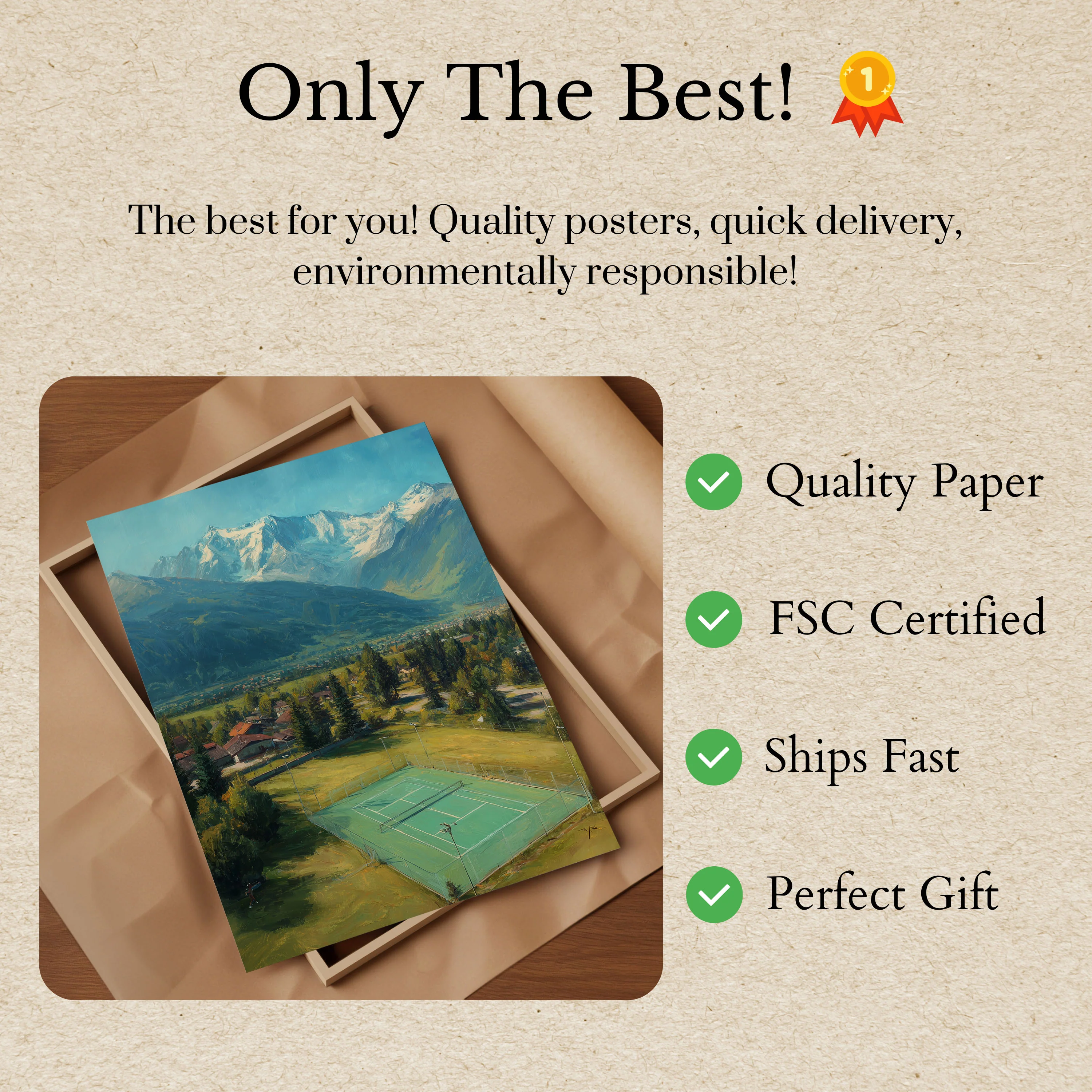 Mountain Tennis Court Landscape Poster - Image 3