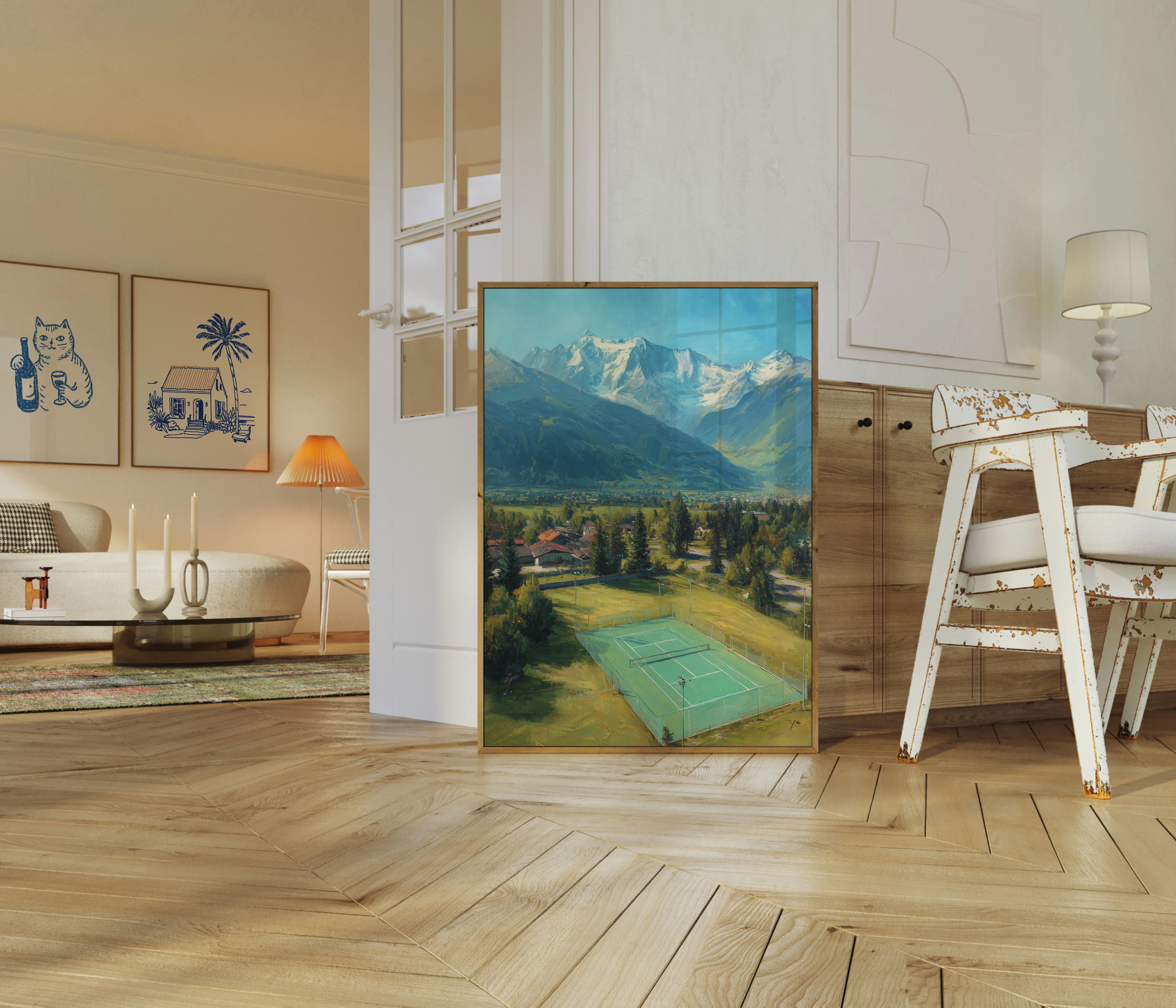 Mountain Tennis Court Landscape Poster - Image 5