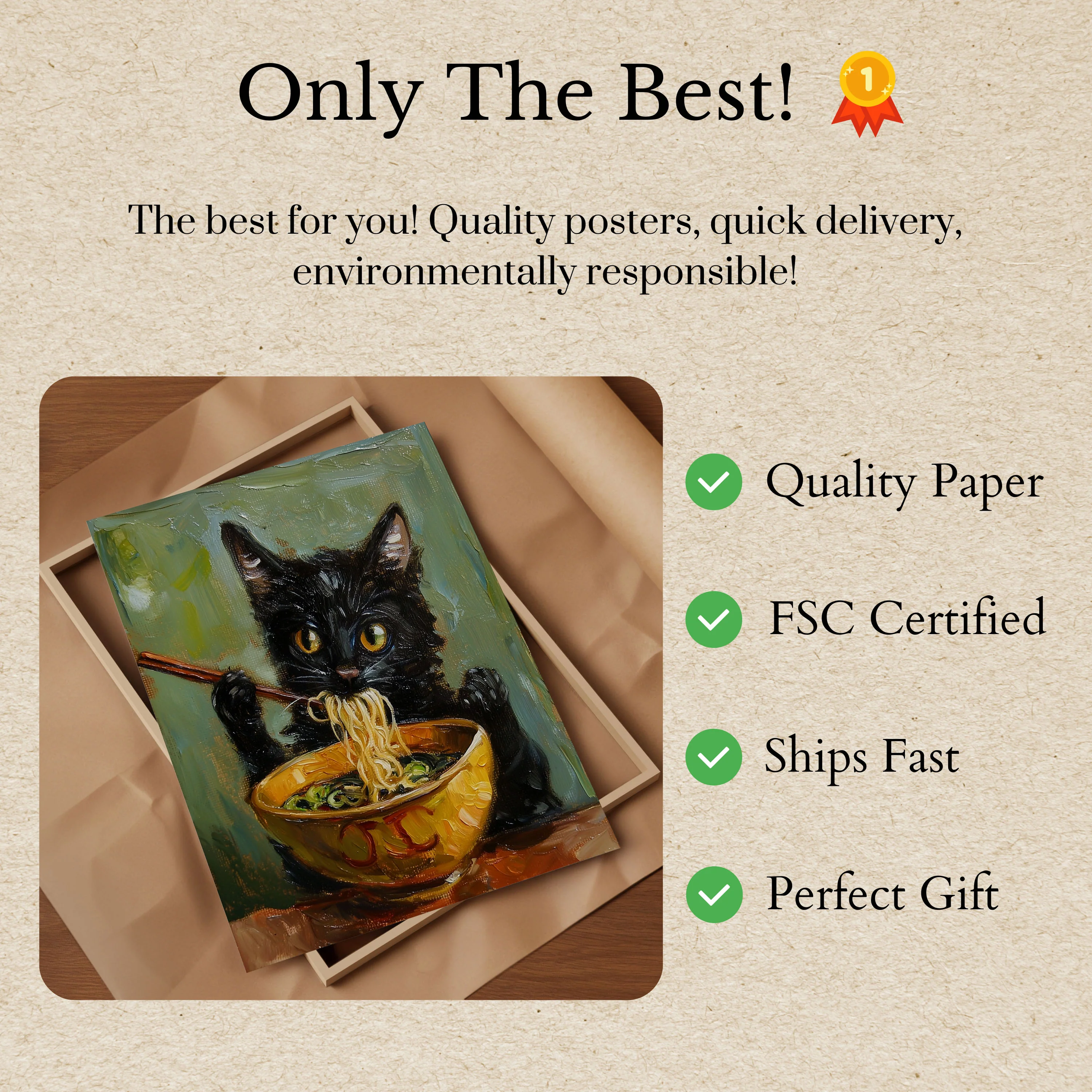 Noodle-Slurping Black Cat Poster - Image 3