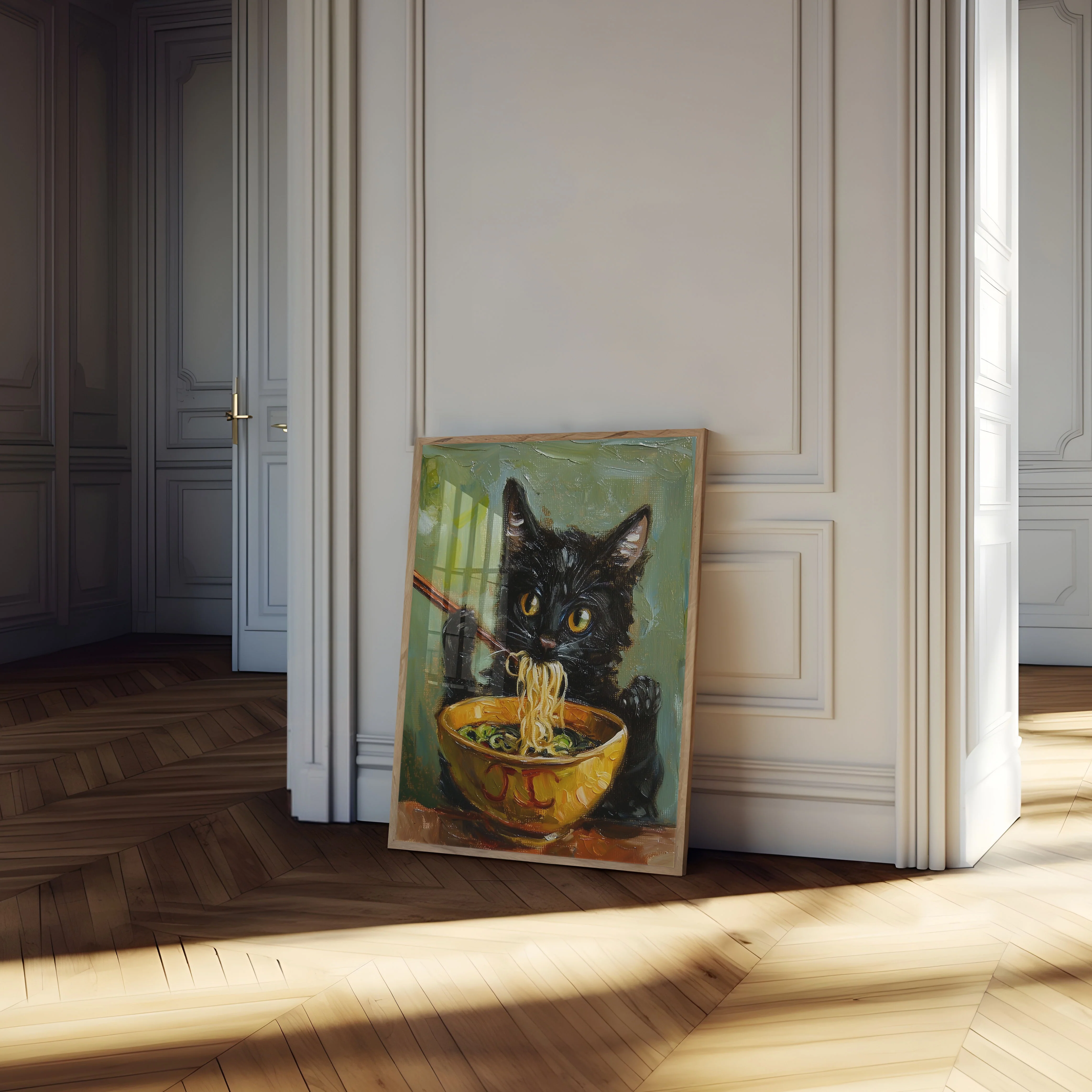 Noodle-Slurping Black Cat Poster - Image 4