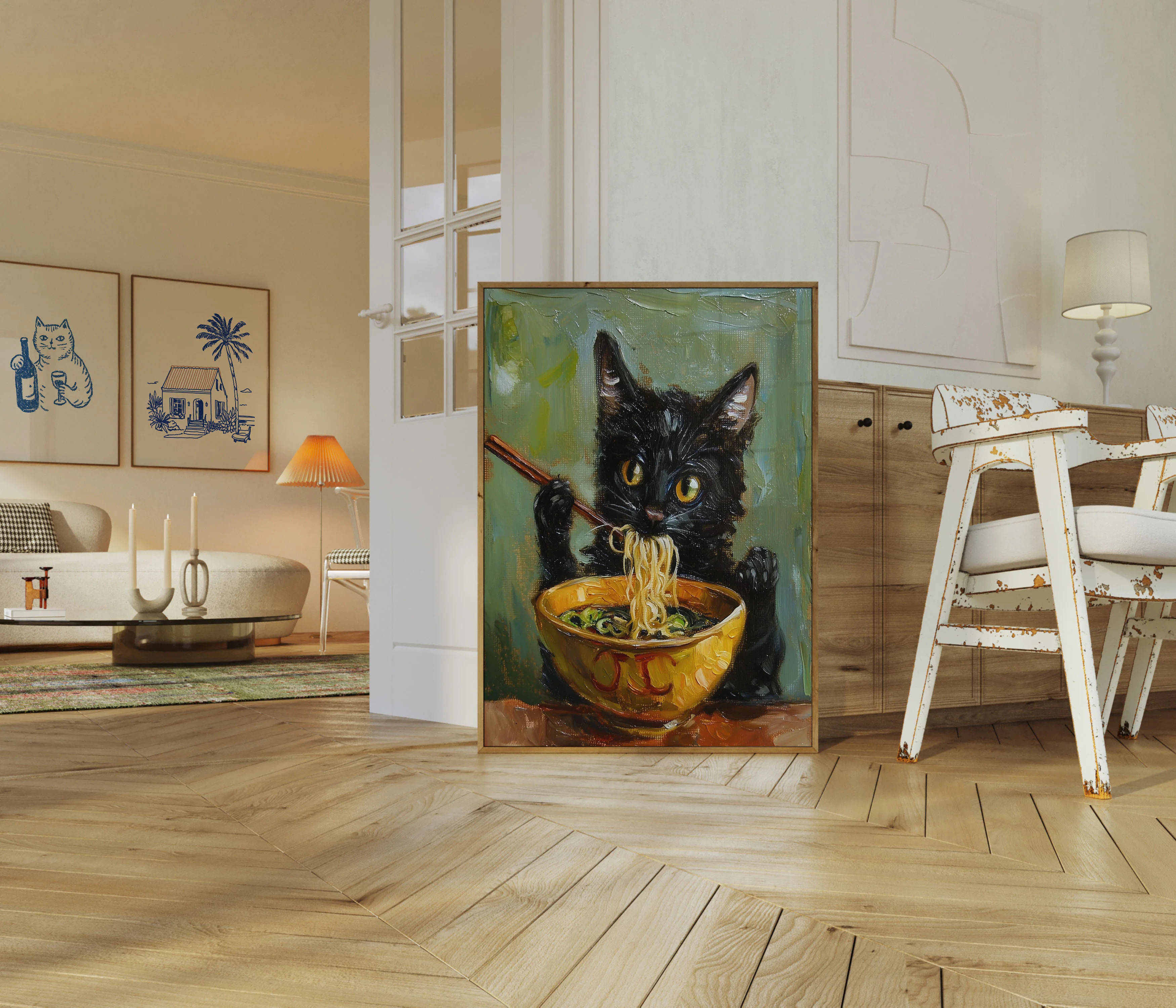 Noodle-Slurping Black Cat Poster - Image 5