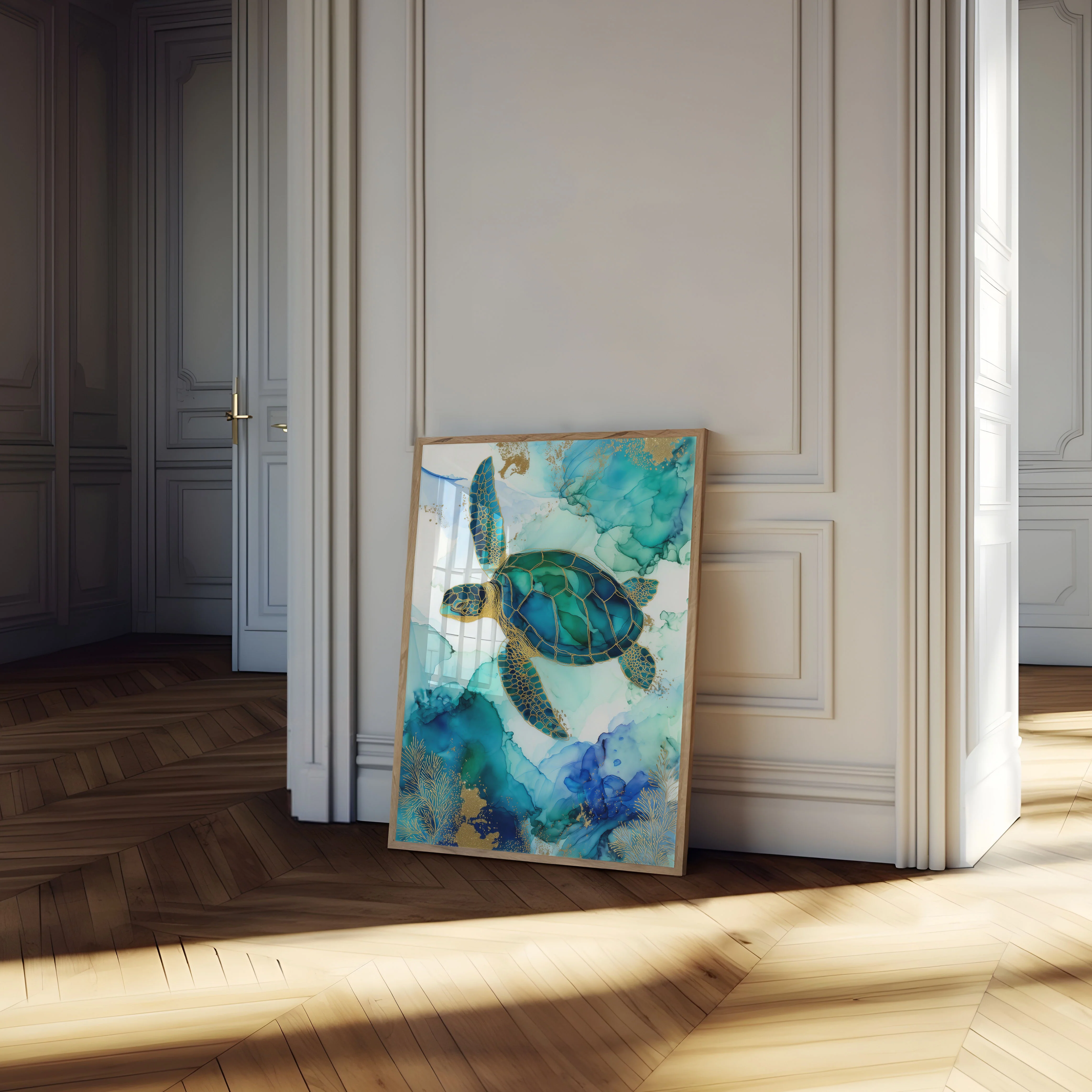 Ocean Turtle Watercolor Art Poster - Image 4