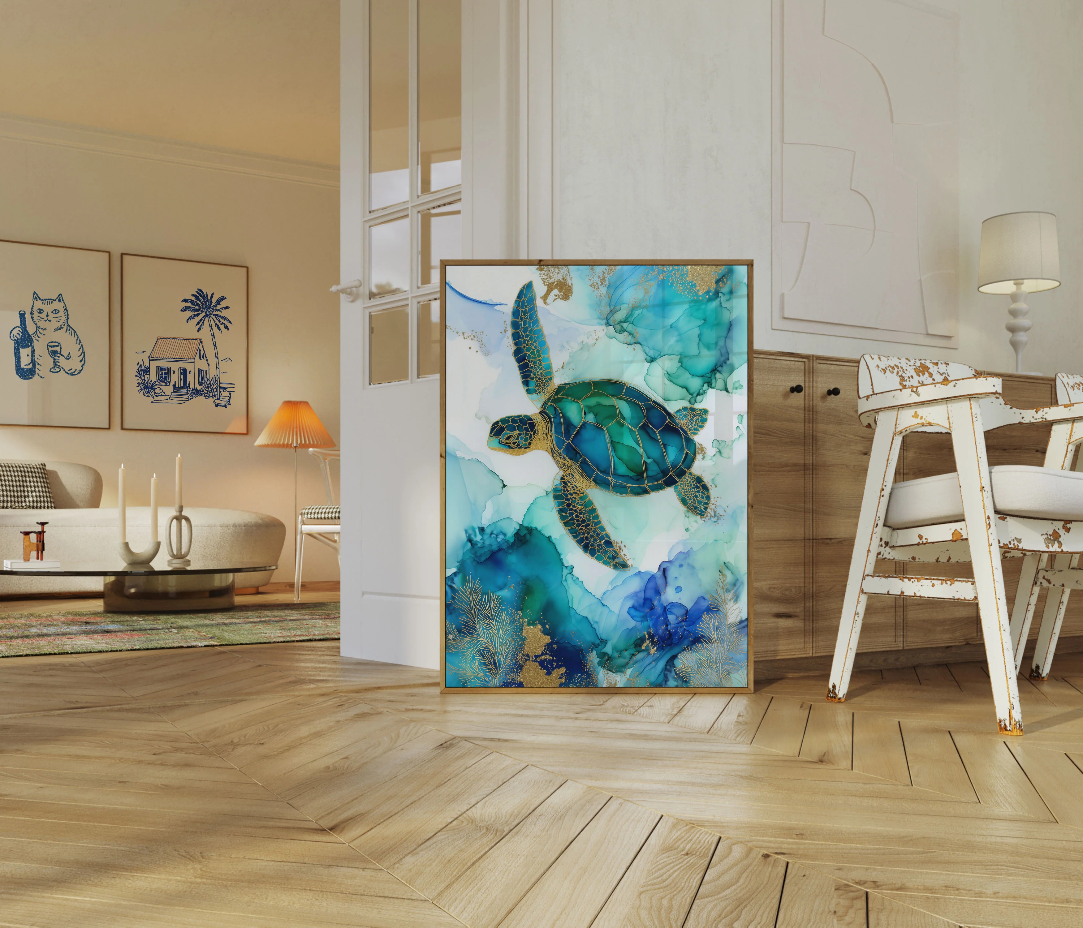 Ocean Turtle Watercolor Art Poster - Image 5