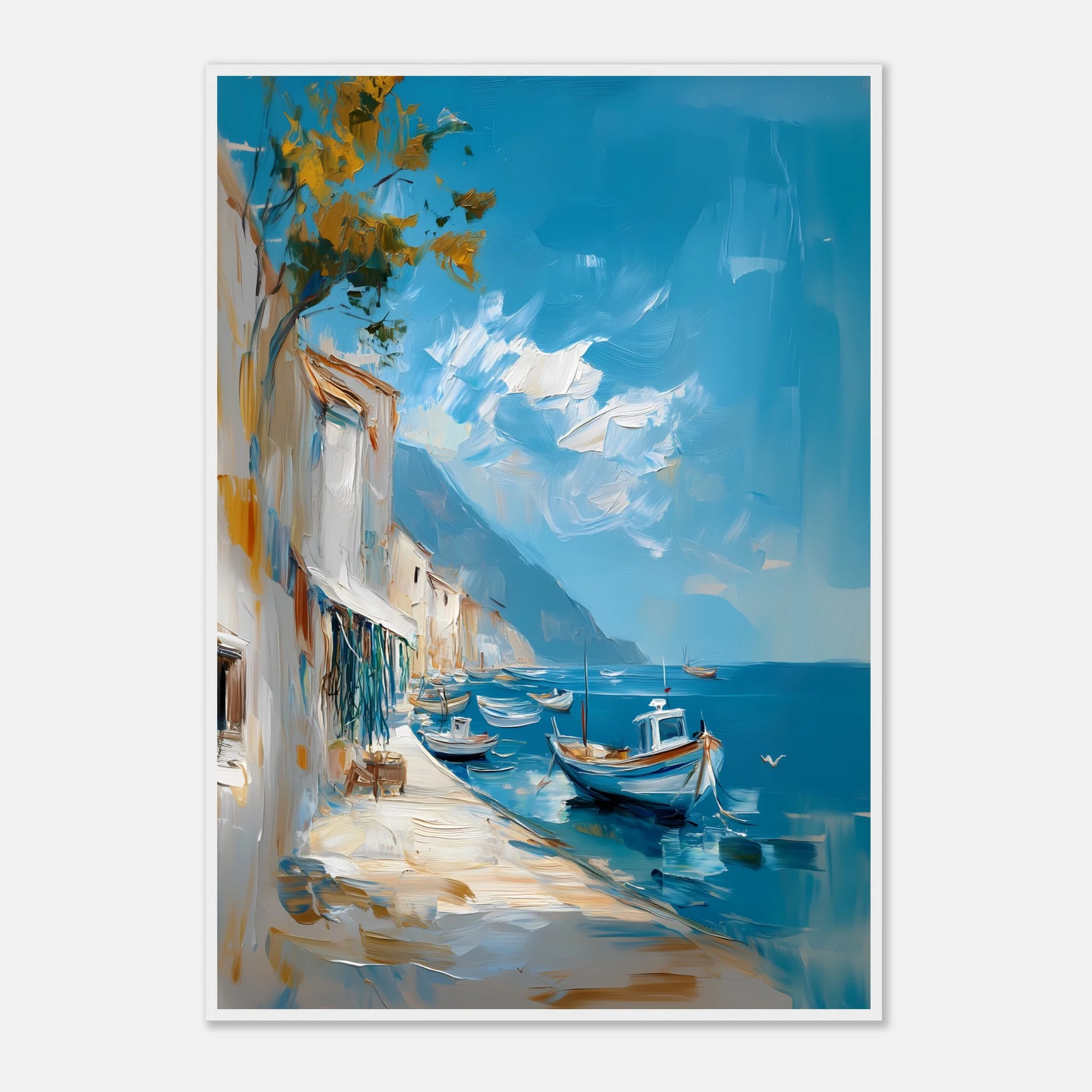 Oil-Painted Harbor Scene - Image 13