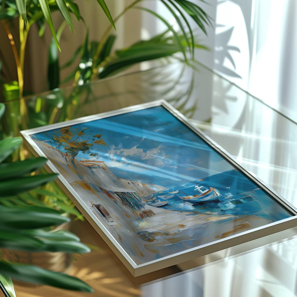 Oil-Painted Harbor Scene - Image 3