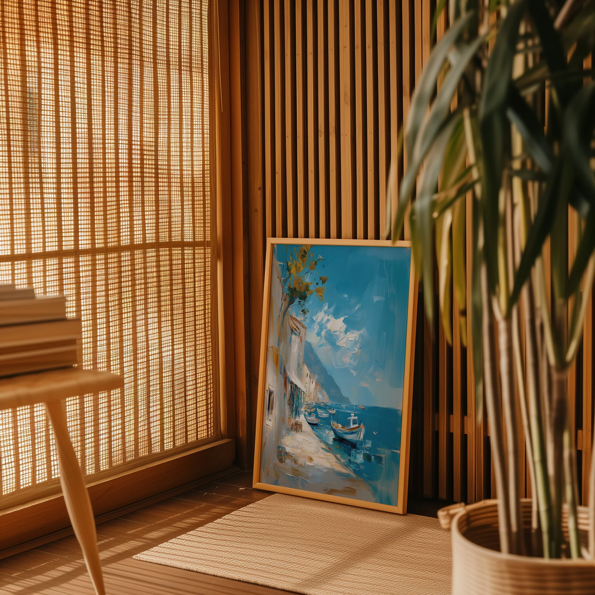 Oil-Painted Harbor Scene - Image 5