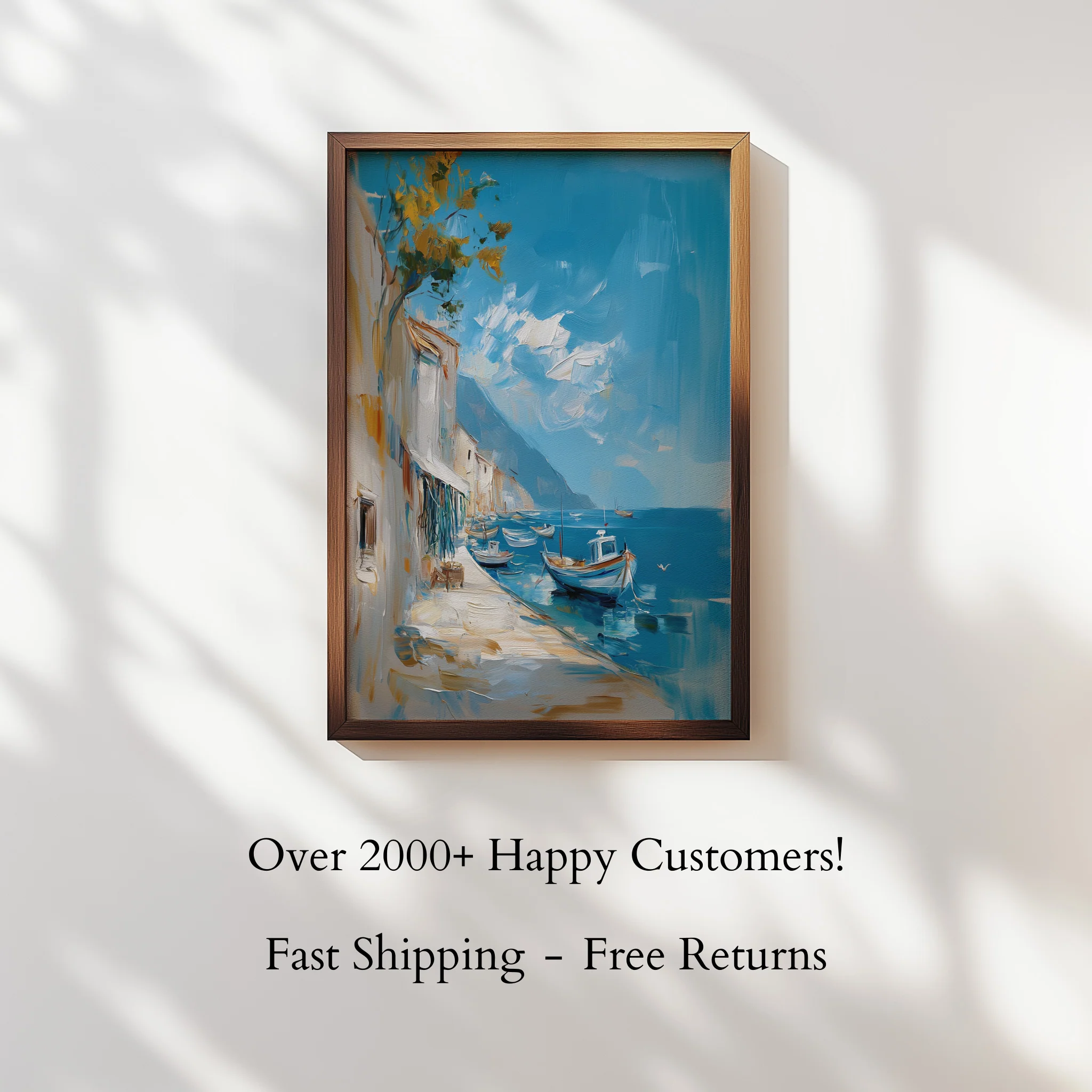 Oil-Painted Harbor Scene - Image 7