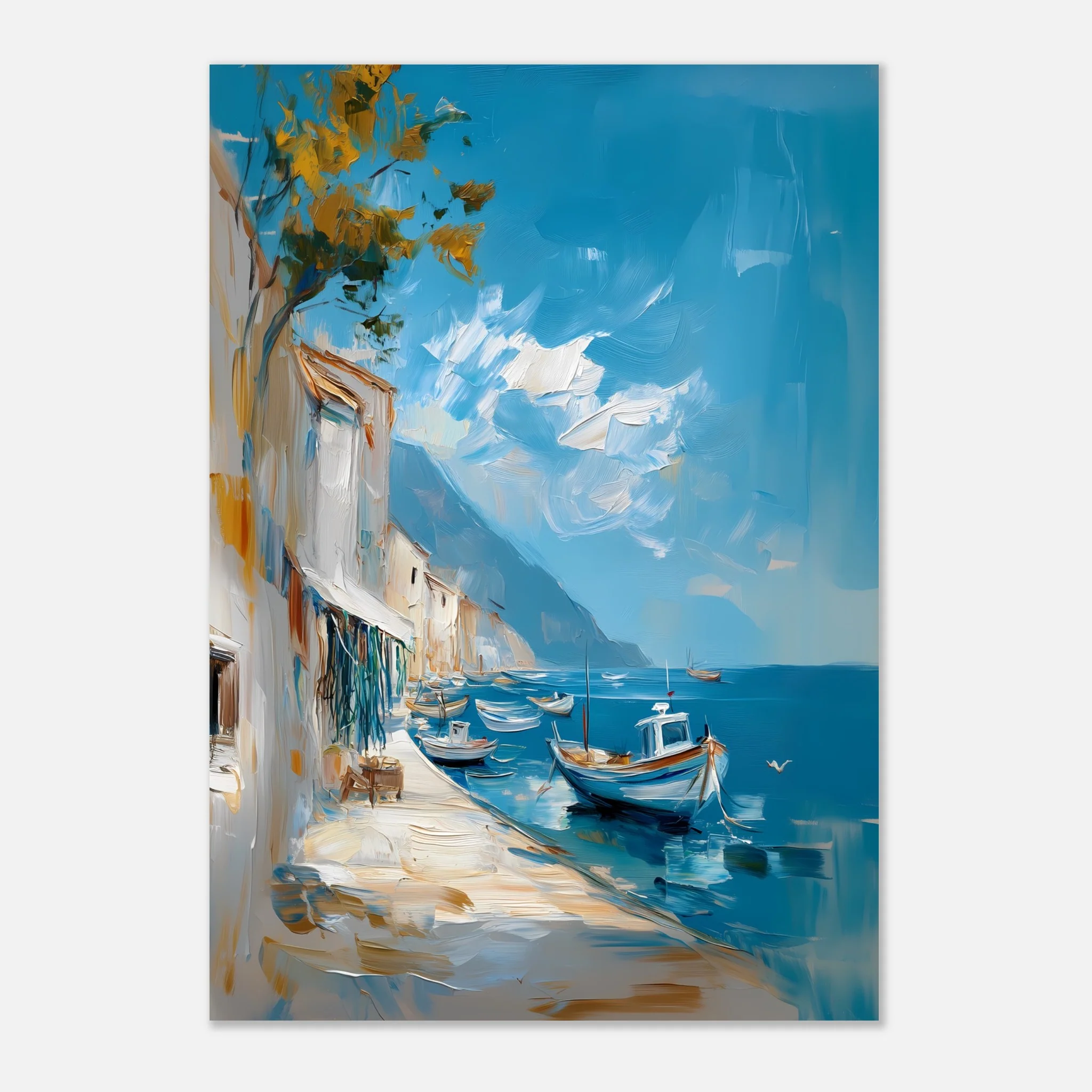 Oil-Painted Harbor Scene - Image 9