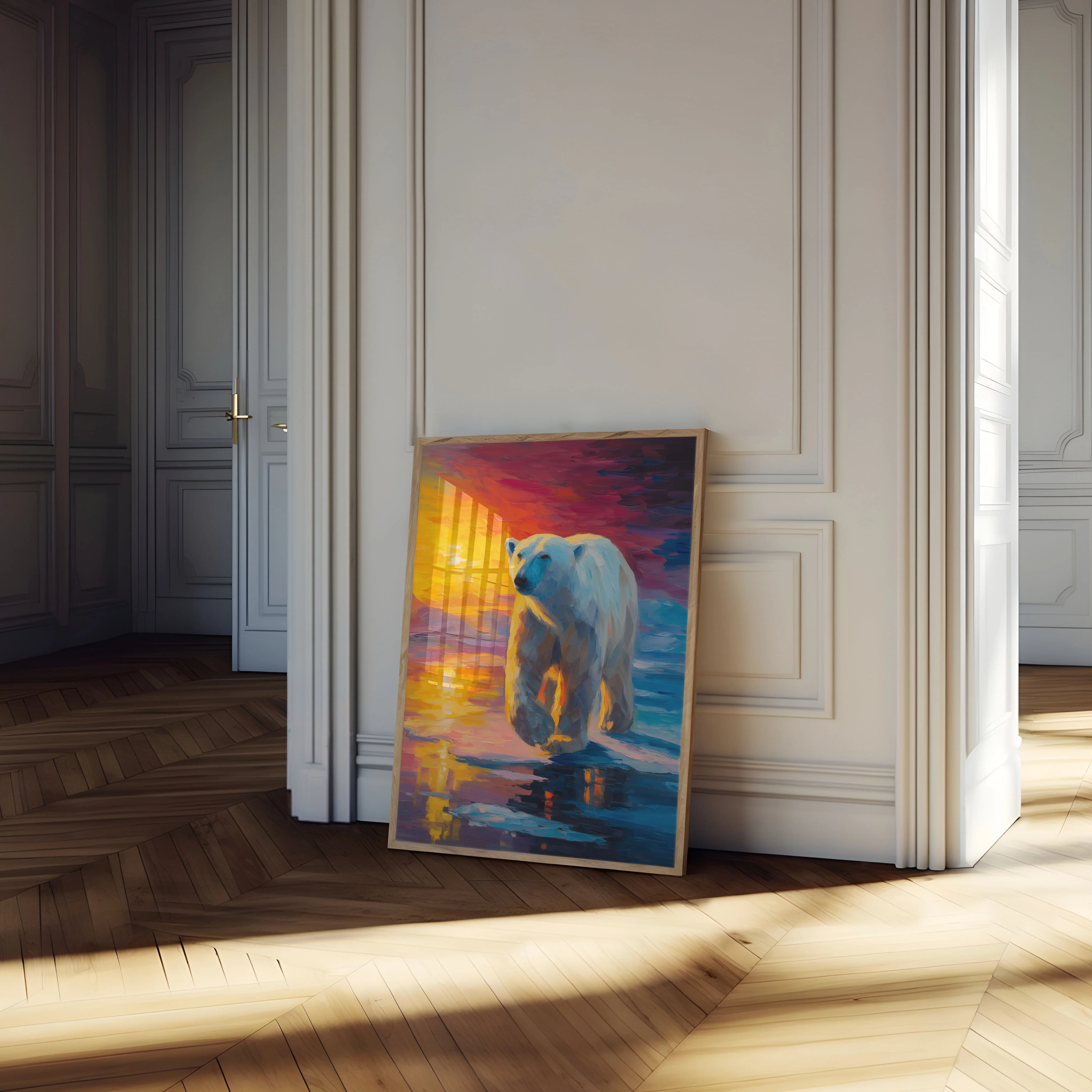 Polar Bear Sunset Reflection Poster - Image 4