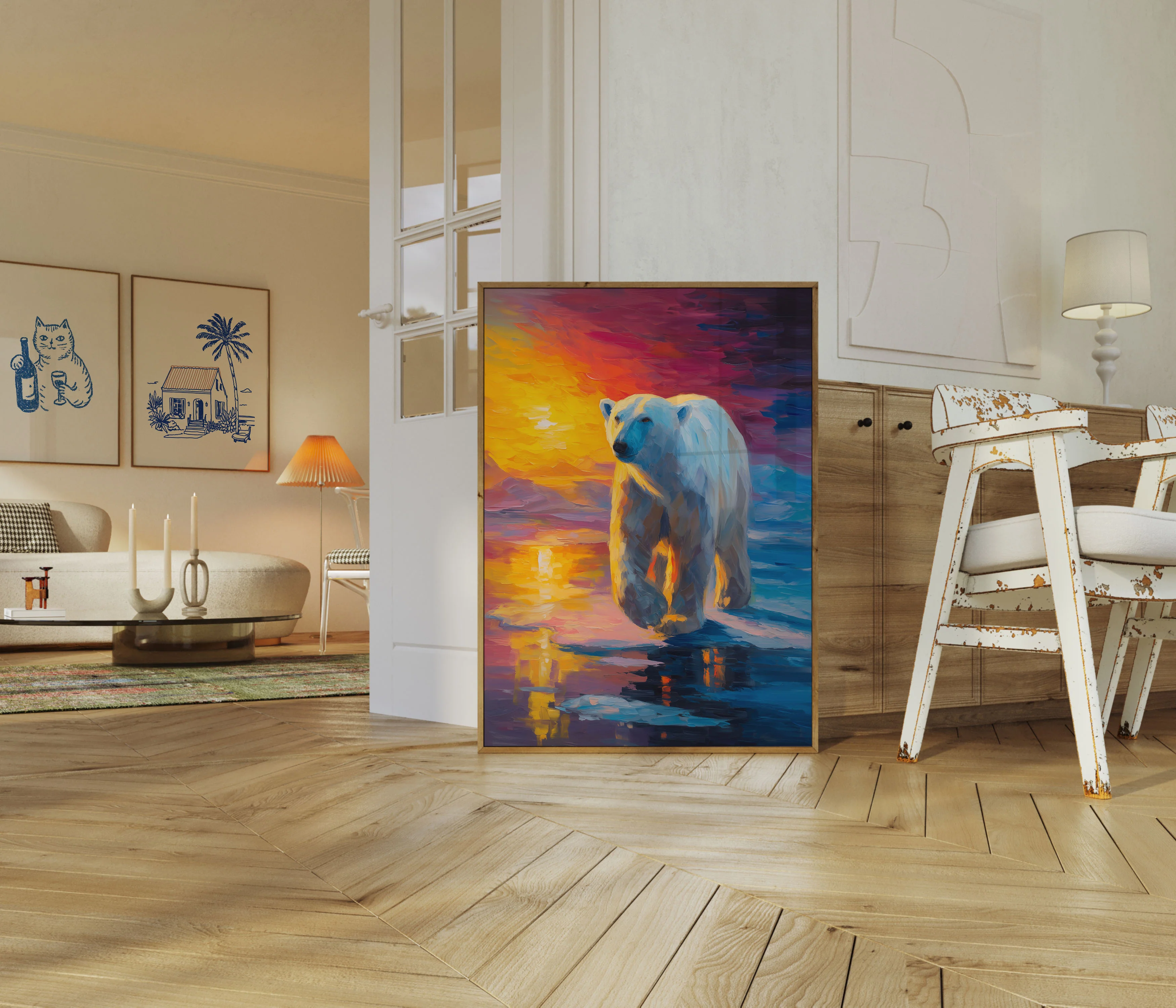 Polar Bear Sunset Reflection Poster - Image 5