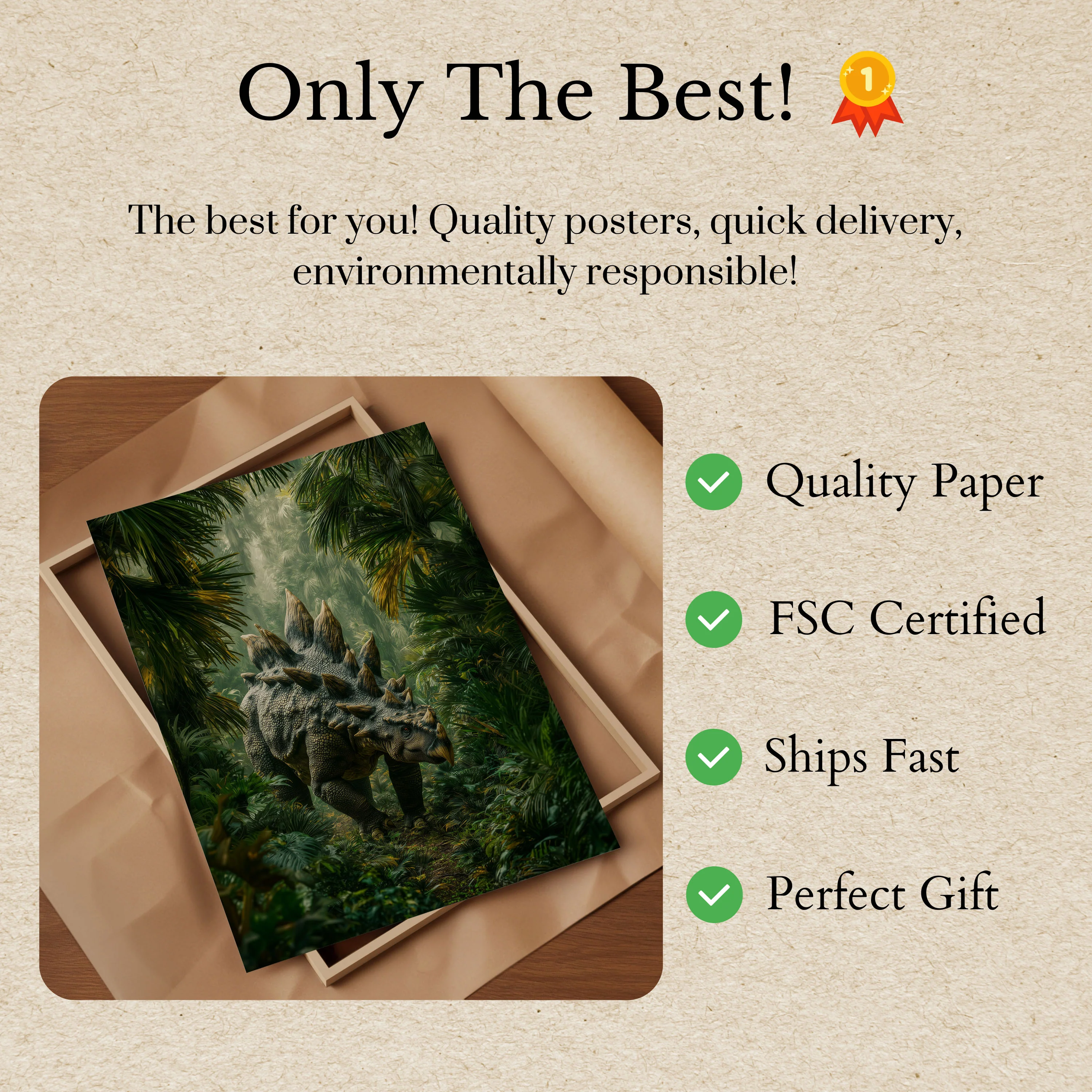 Prehistoric Stegosaurus Forest Poster - Image 3